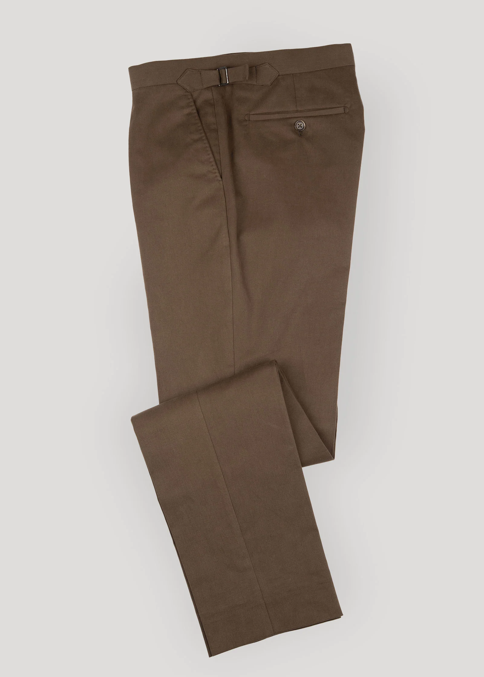 Brushed Cotton Twill Trousers, Brown - Image 10