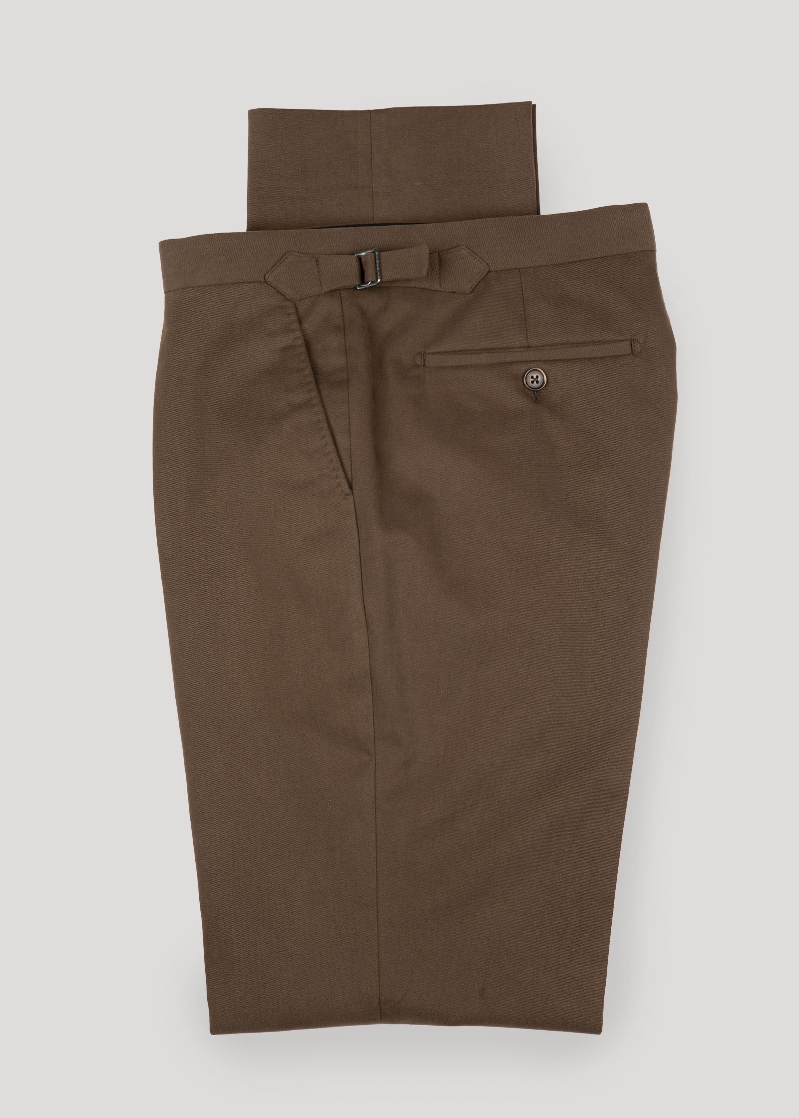 Brushed Cotton Twill Trousers, Brown - Image 4