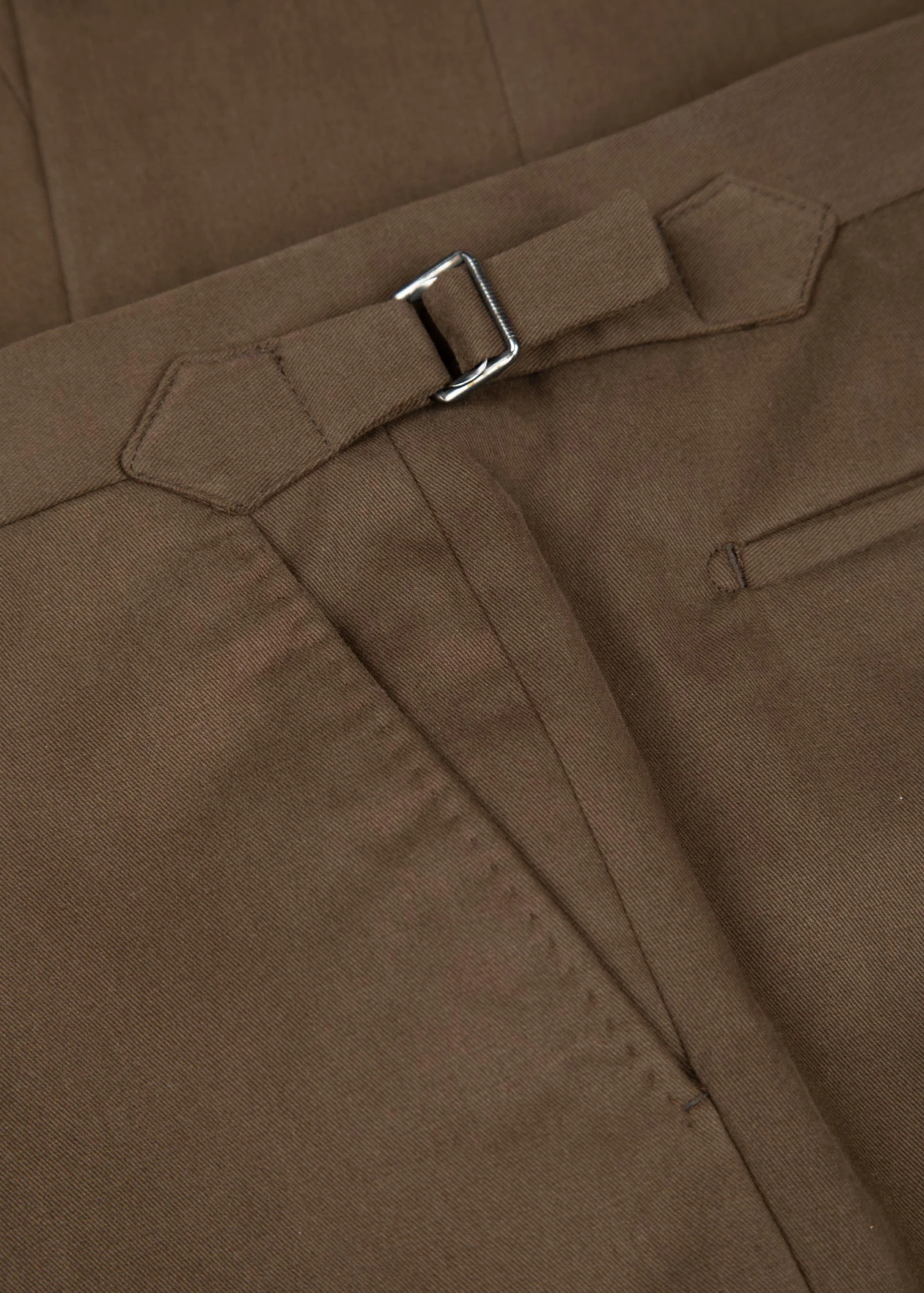 Brushed Cotton Twill Trousers, Brown - Image 6