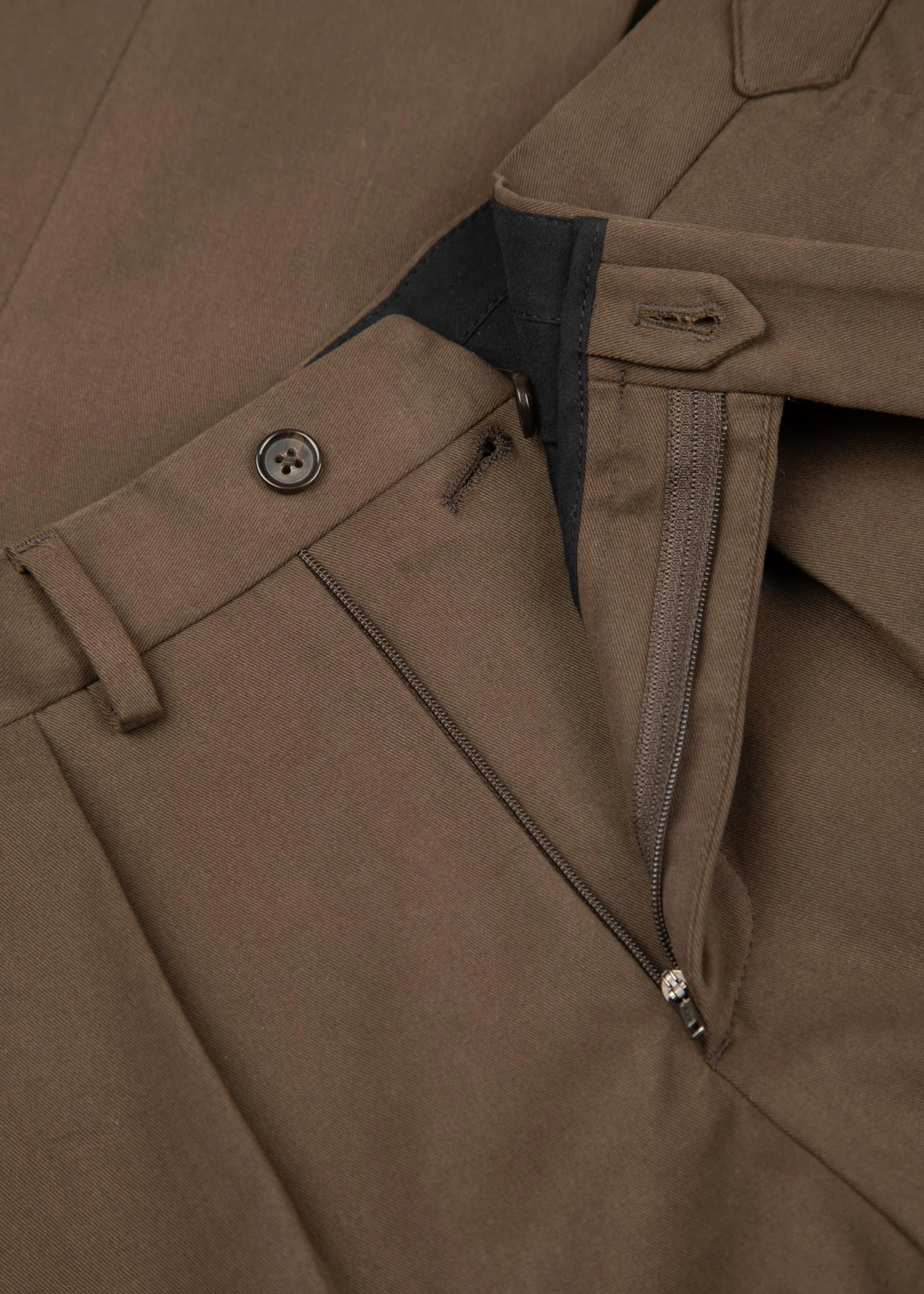 Brushed Cotton Twill Trousers, Brown - Image 7