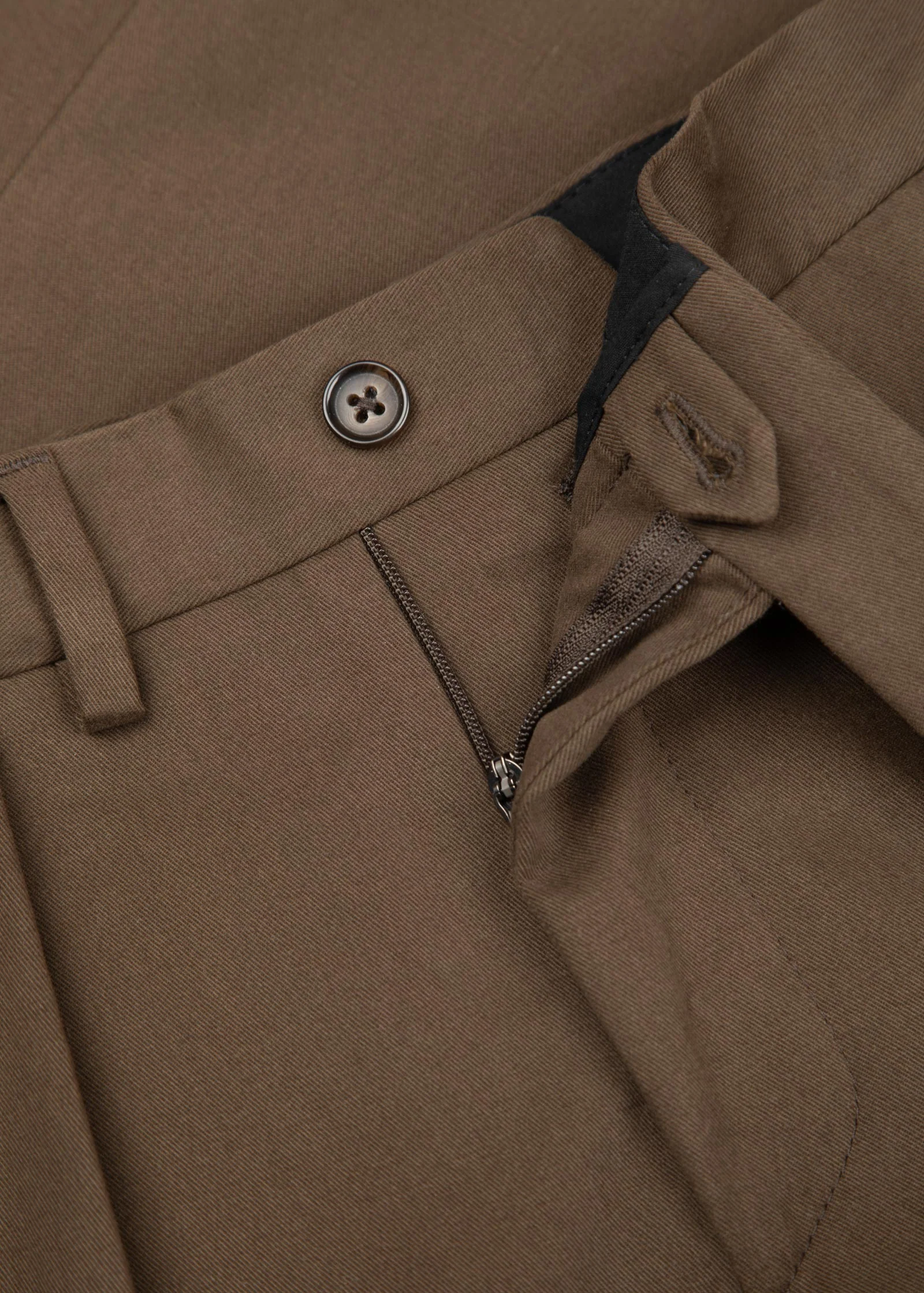 Brushed Cotton Twill Trousers, Brown - Image 8