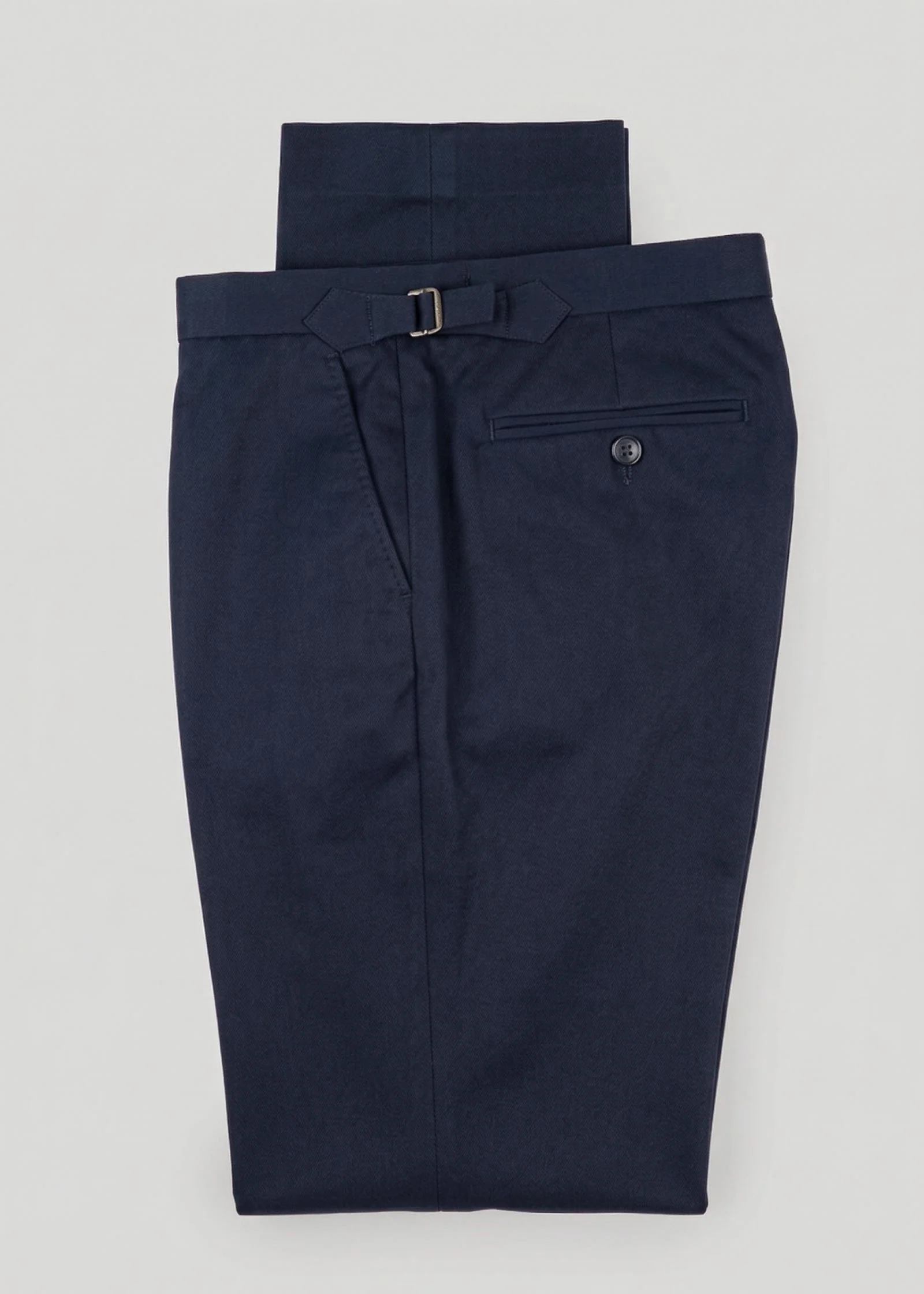 Brushed Cotton Twill Trousers, Navy - Image 4