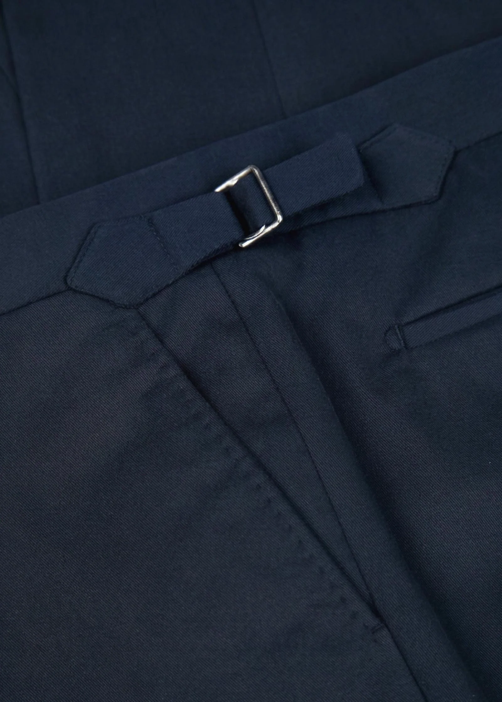 Brushed Cotton Twill Trousers, Navy - Image 5