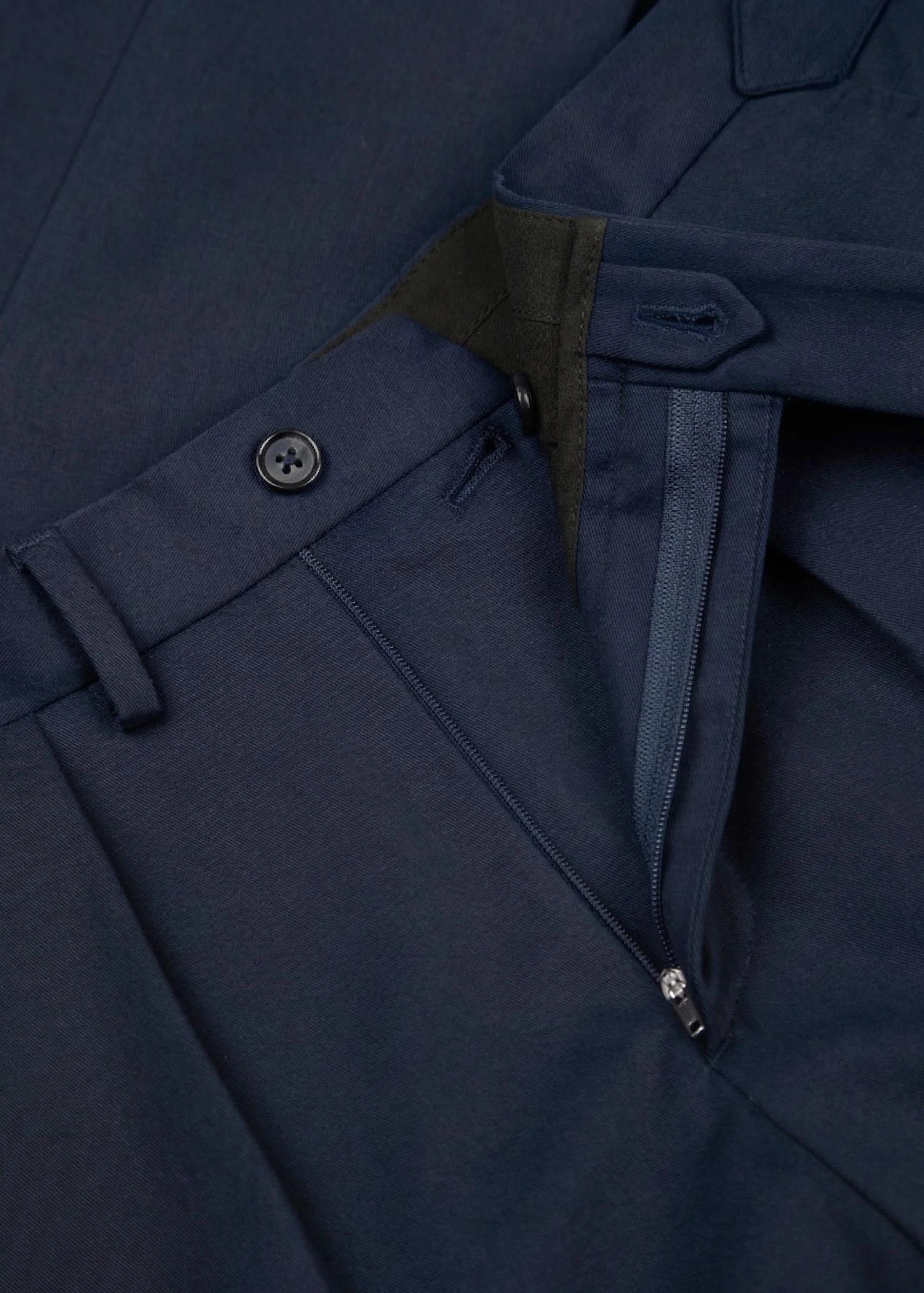 Brushed Cotton Twill Trousers, Navy - Image 6