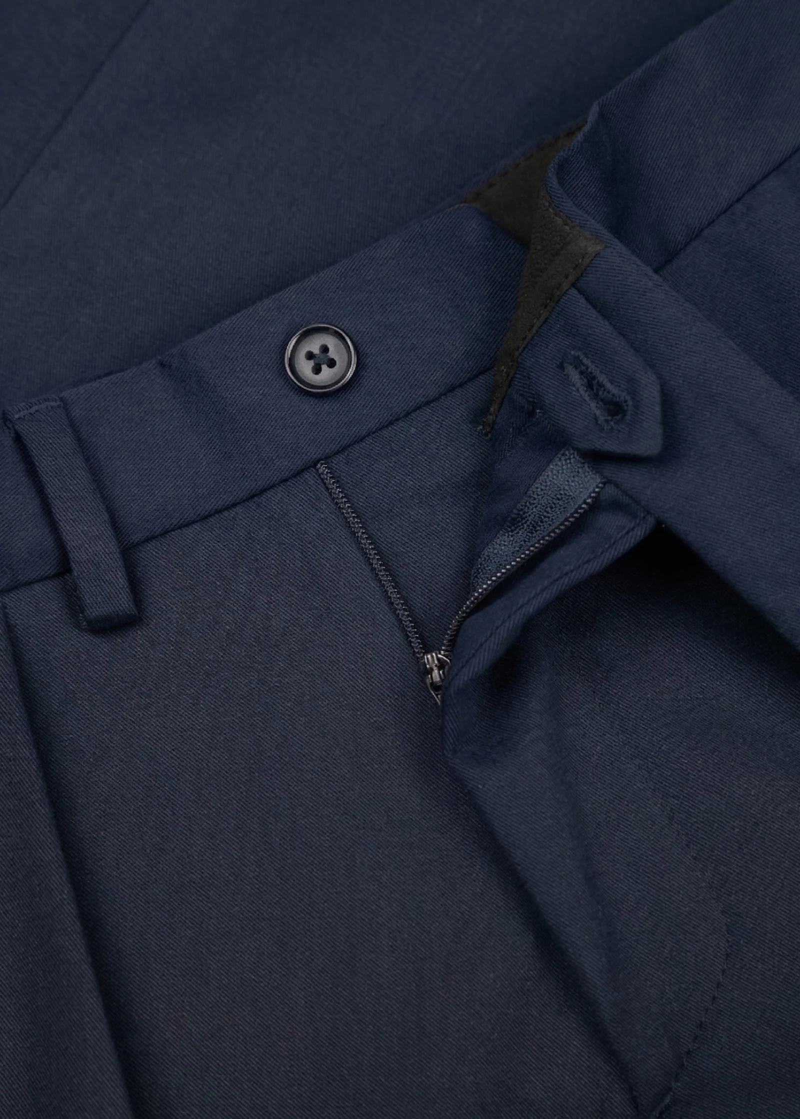 Brushed Cotton Twill Trousers, Navy - Image 7