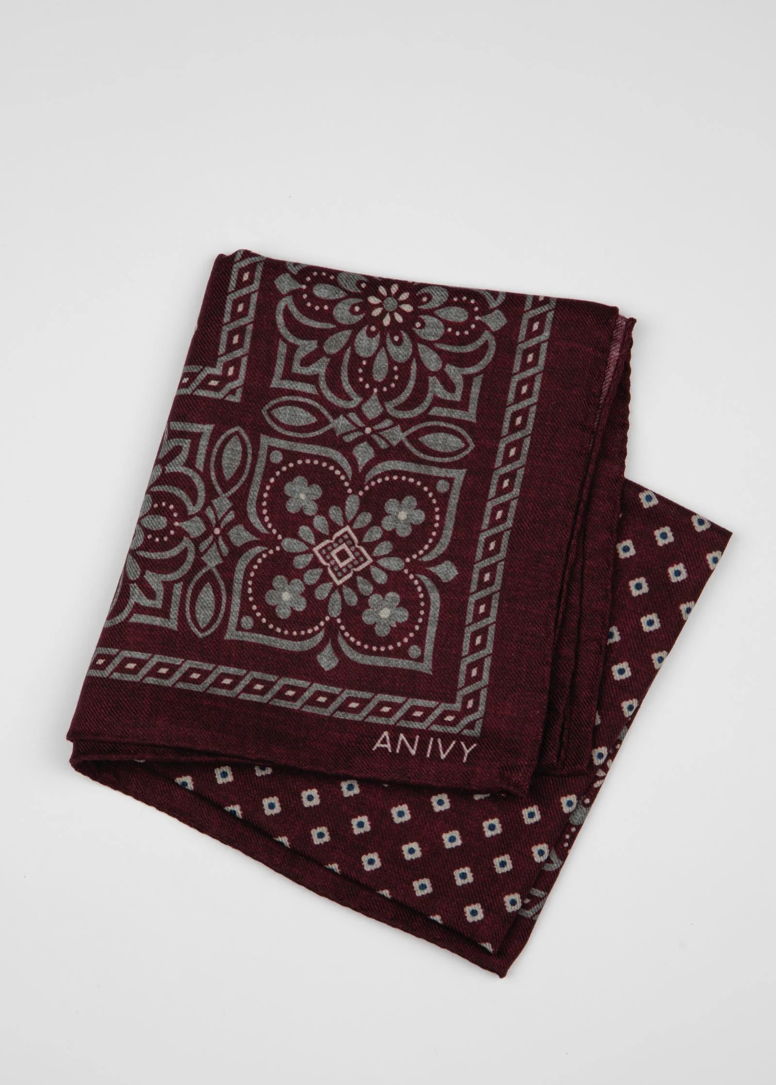 Burgundy Flower Artisan Cube Bandana - Image 3