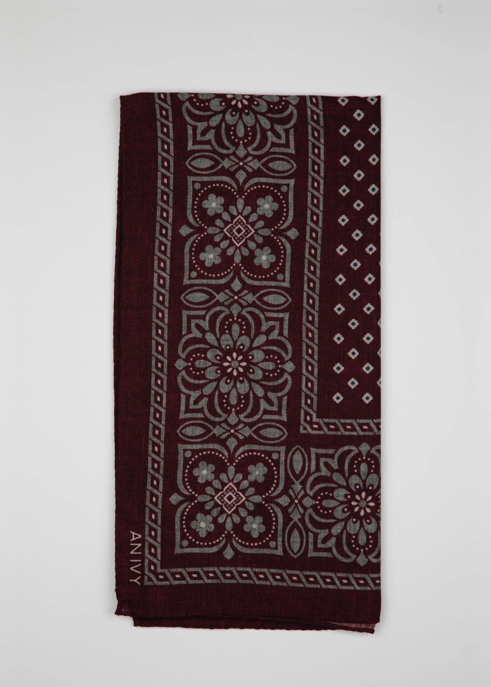 Burgundy Flower Artisan Cube Bandana - Image 4