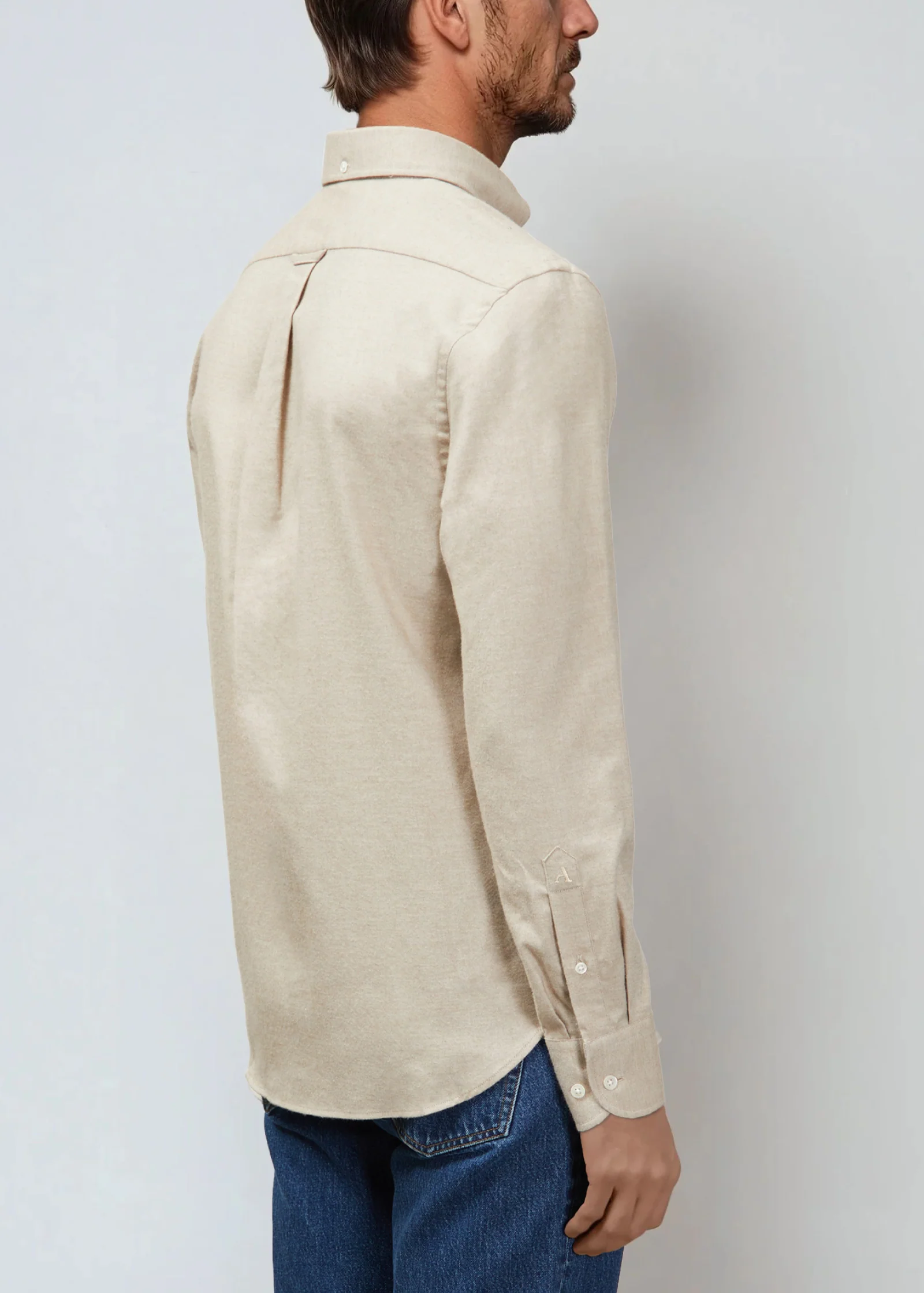 Cashmere-Cotton Shirt, Light Camel - Image 3