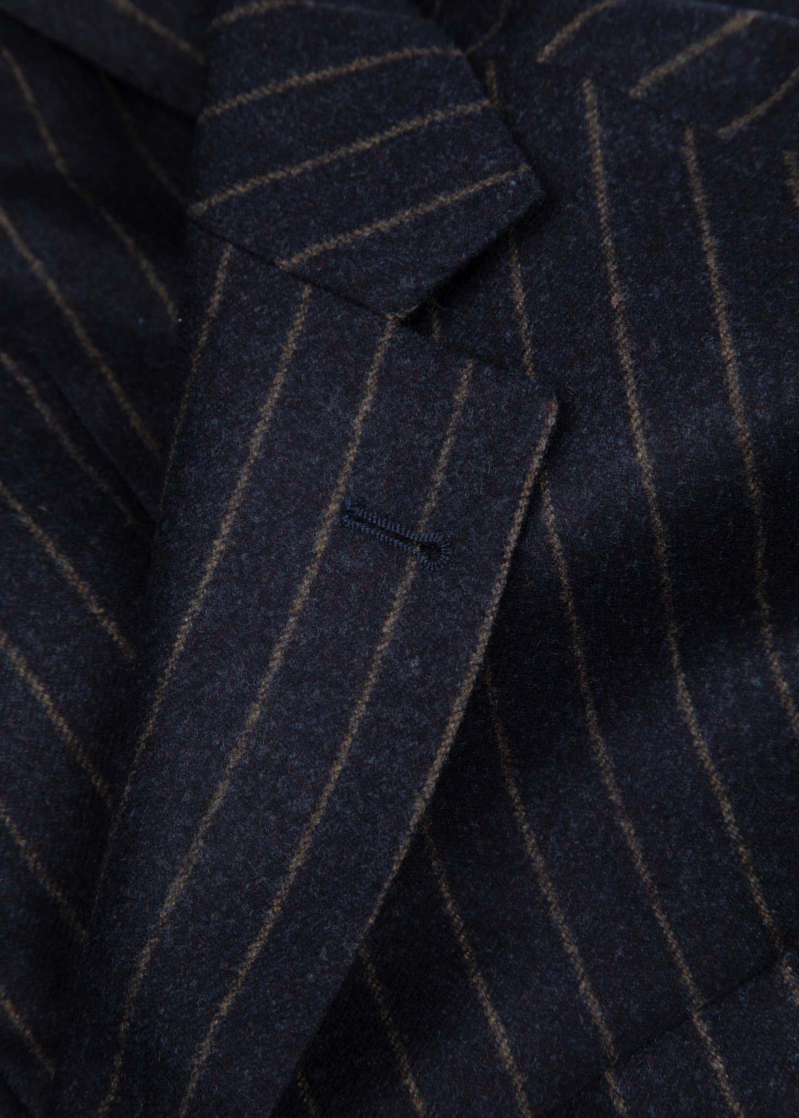 Flannel Blazer, Unstructured, Navy Brown Striped - Image 5