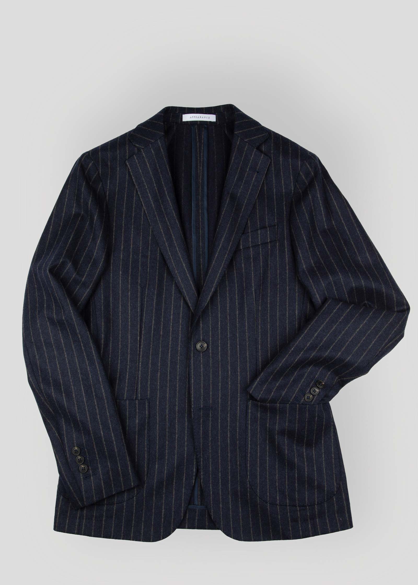 Flannel Blazer, Unstructured, Navy Brown Striped - Image 7