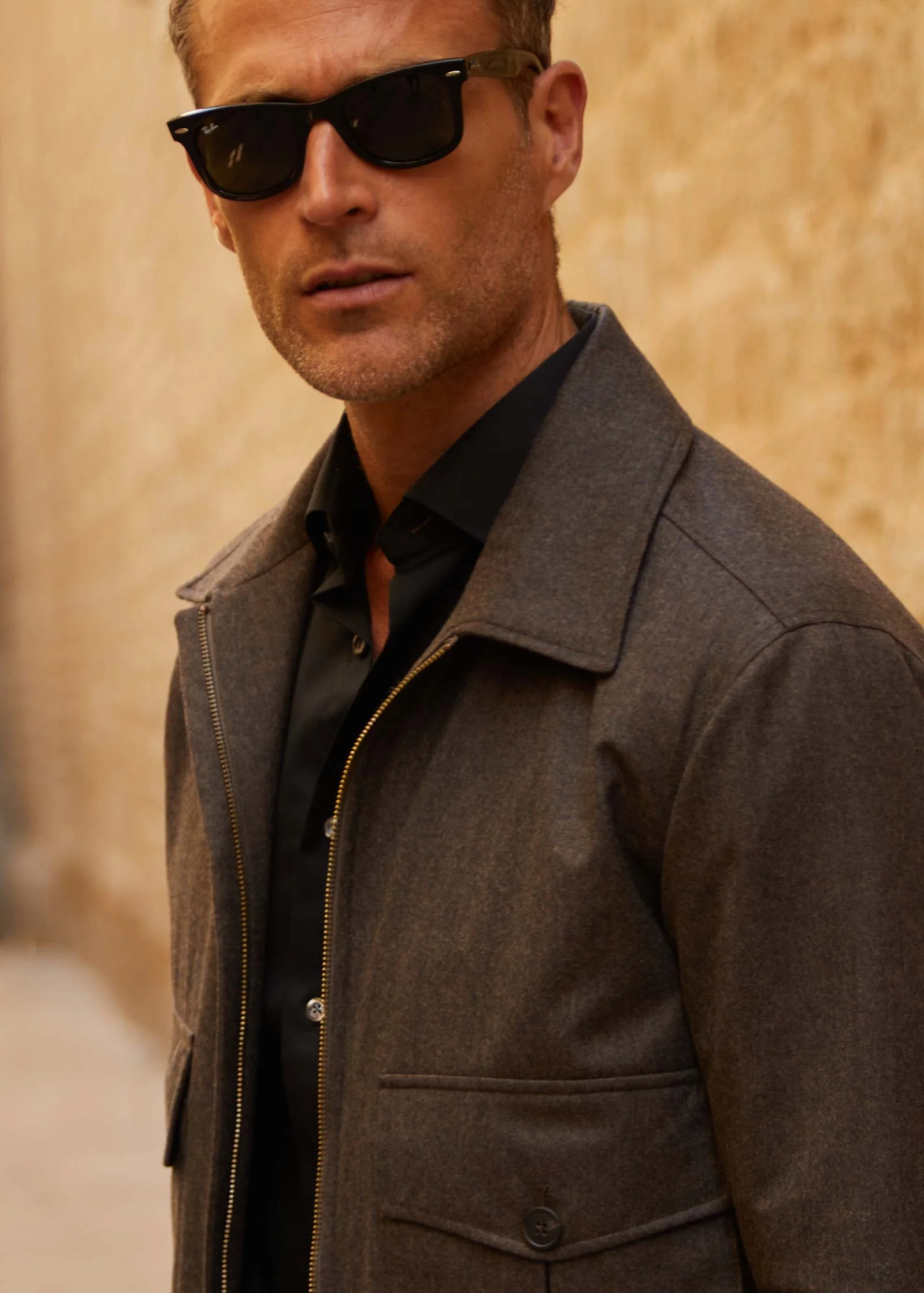 Flannel Blouson Jacket, Dark Brown - Image 4