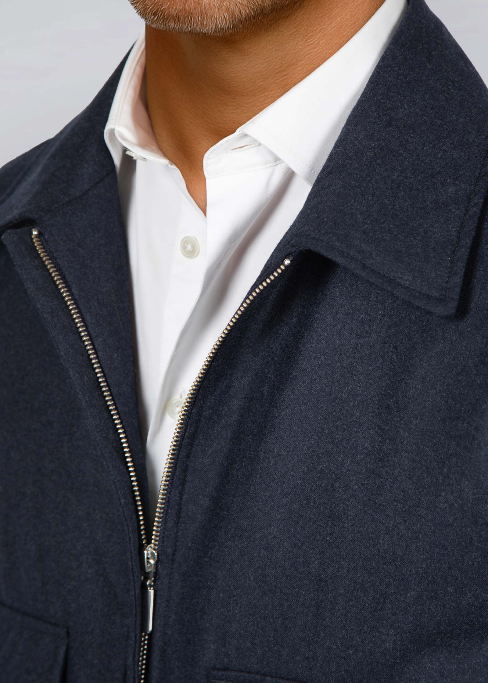 Flannel Blouson Jacket, Navy - Image 9