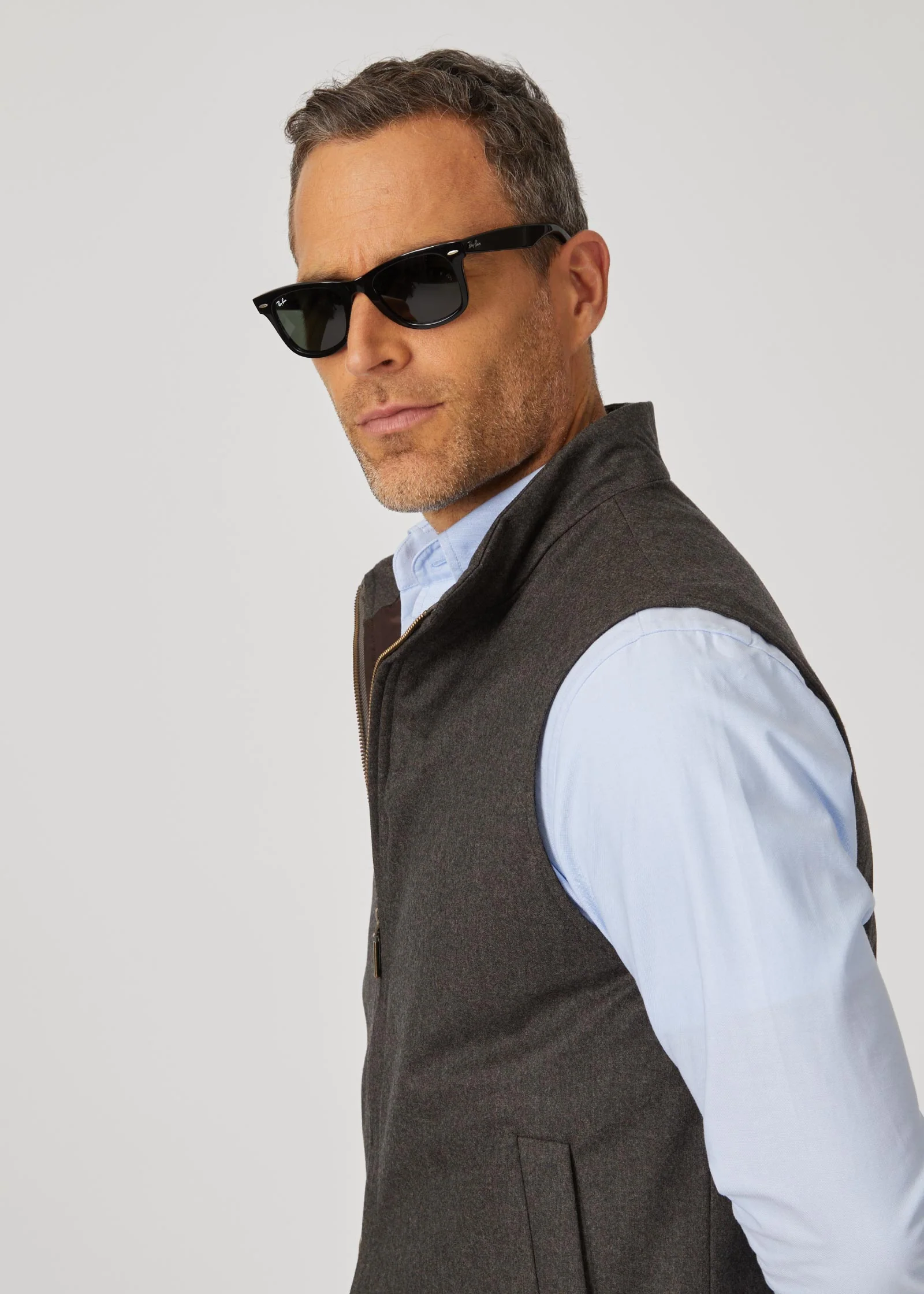 Flannel Blouson Vest 2.0, Dark Brown - Image 4