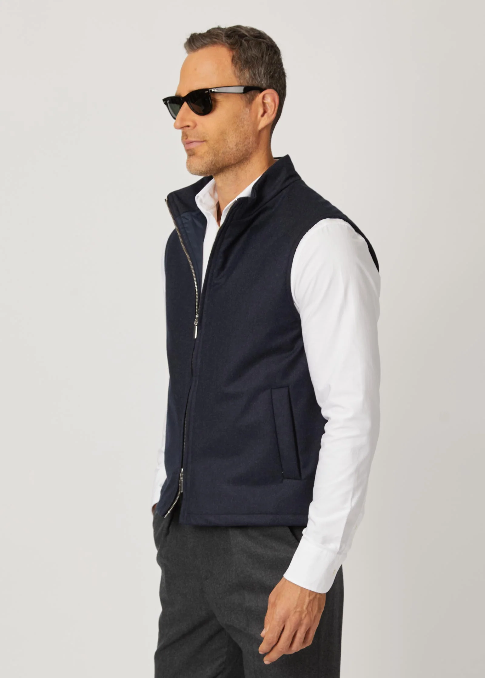 Flannel Blouson Vest 2.0, Navy - Image 4