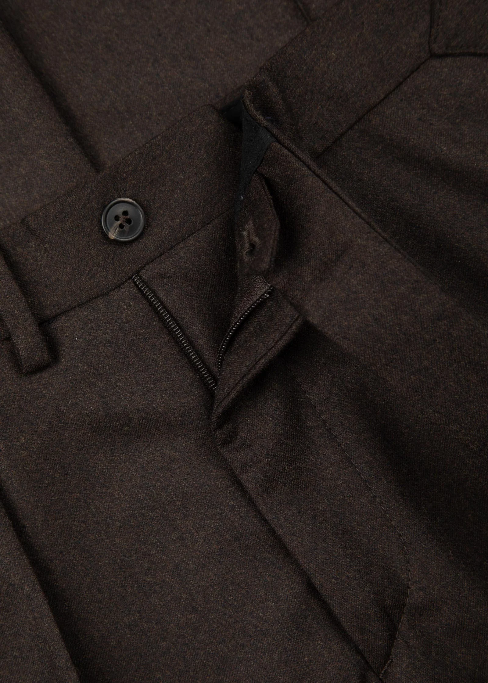 Flannel Trouser, Pleated, Dark Brown - Image 12