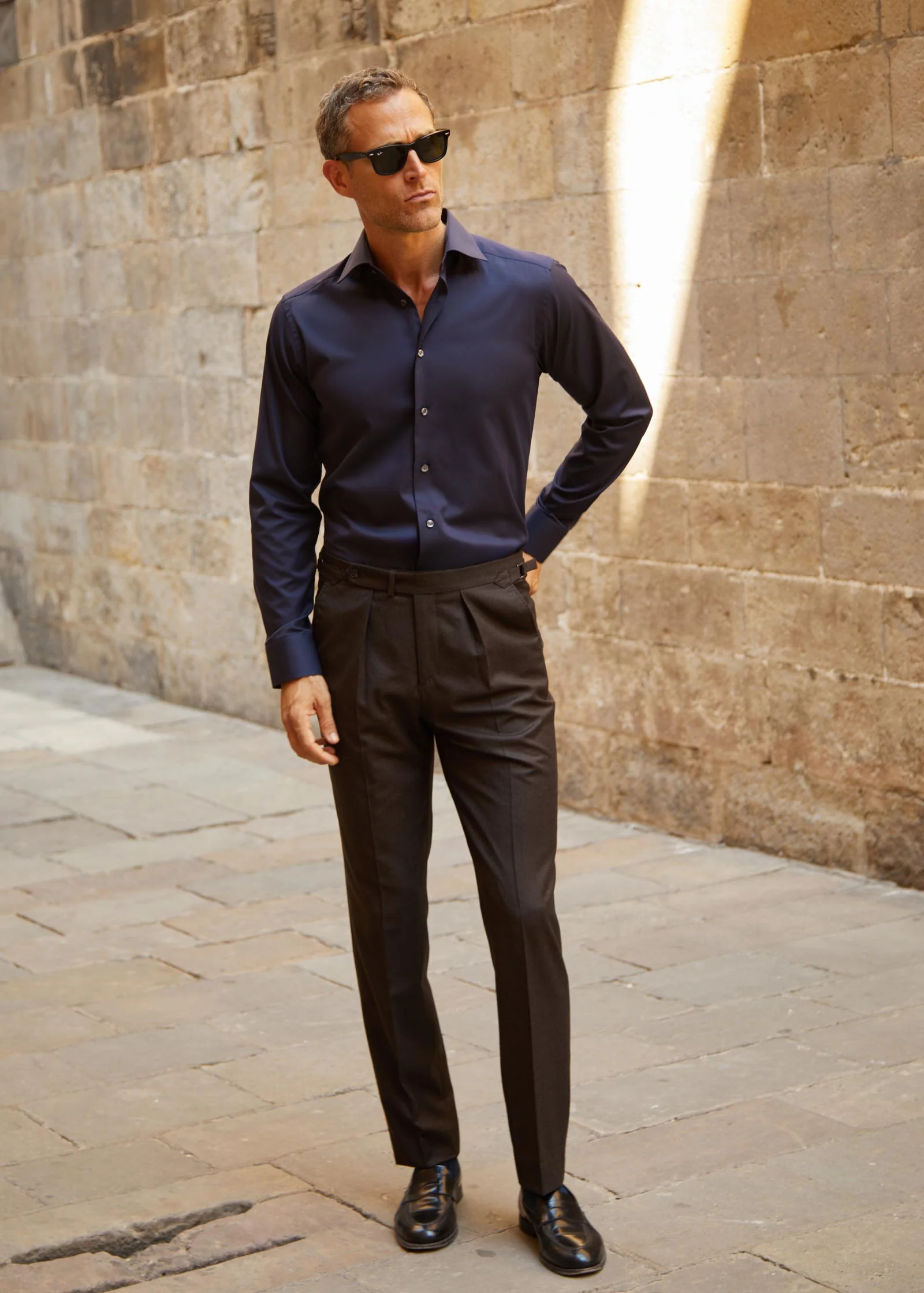 Flannel Trouser, Pleated, Dark Brown - Image 5