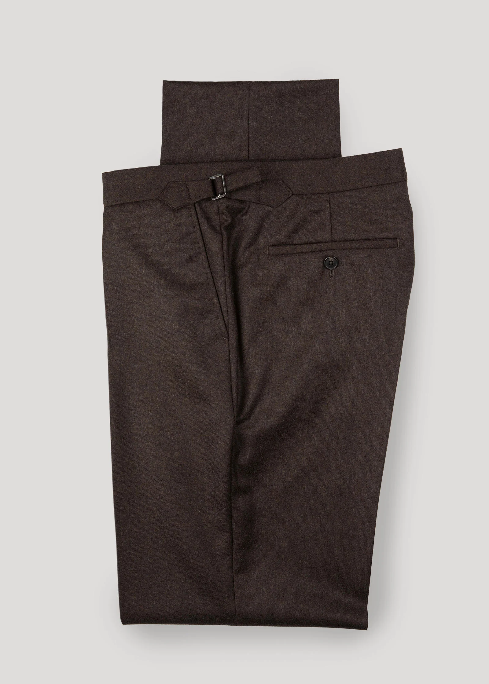Flannel Trouser, Pleated, Dark Brown - Image 6