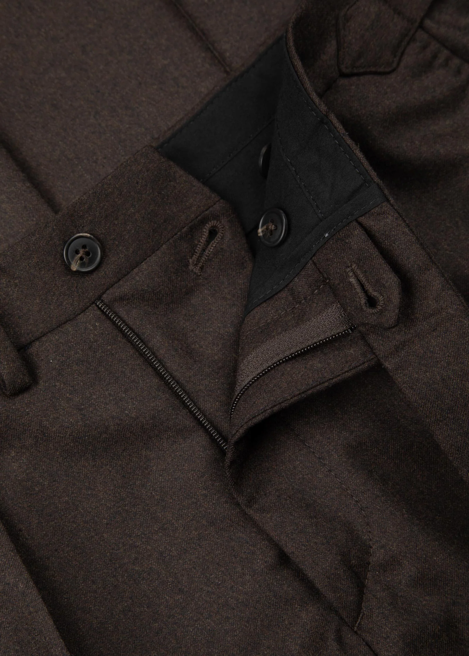 Flannel Trouser, Pleated, Dark Brown - Image 9