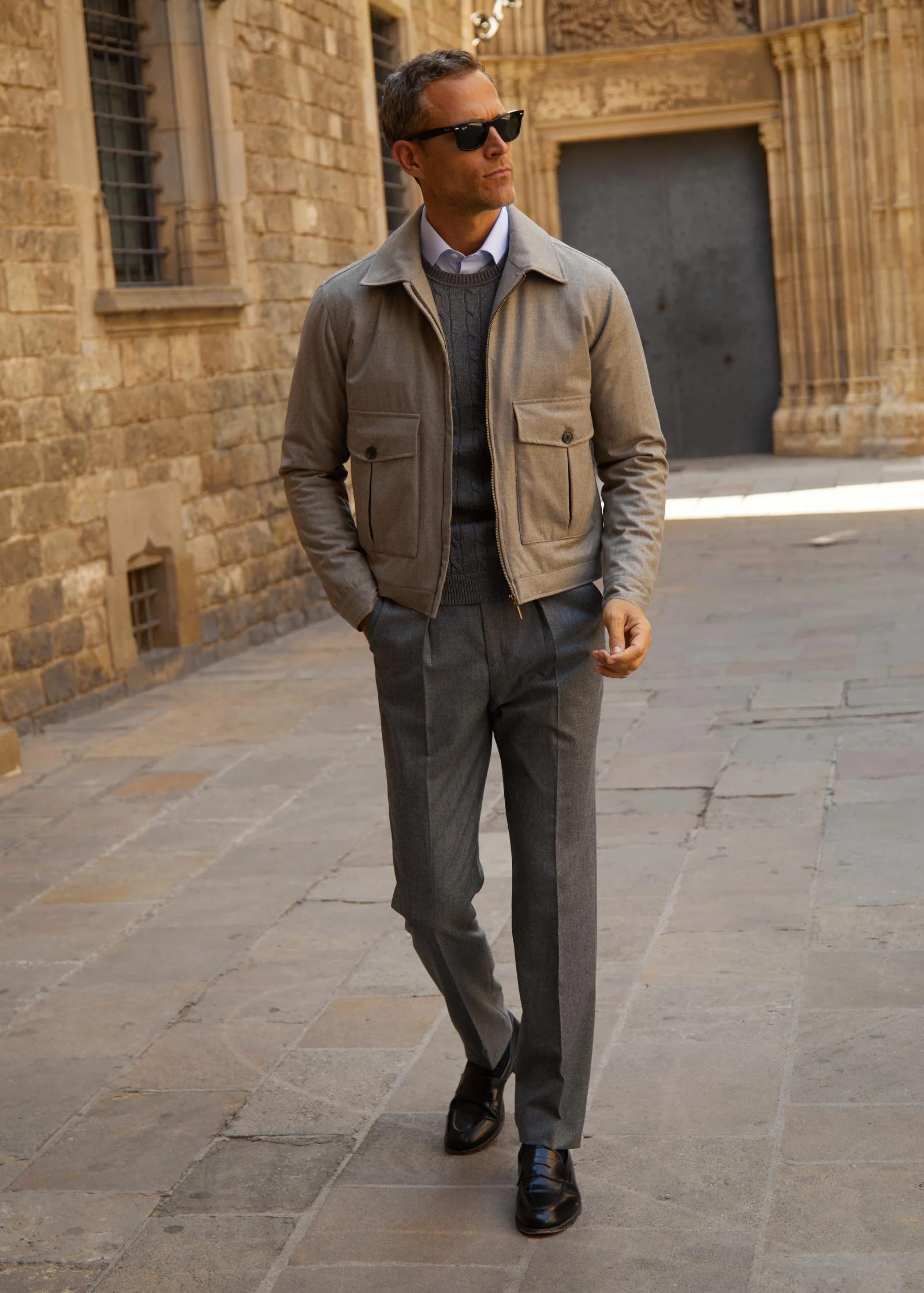 Flannel Trouser, Pleated, Mid Grey - Image 11