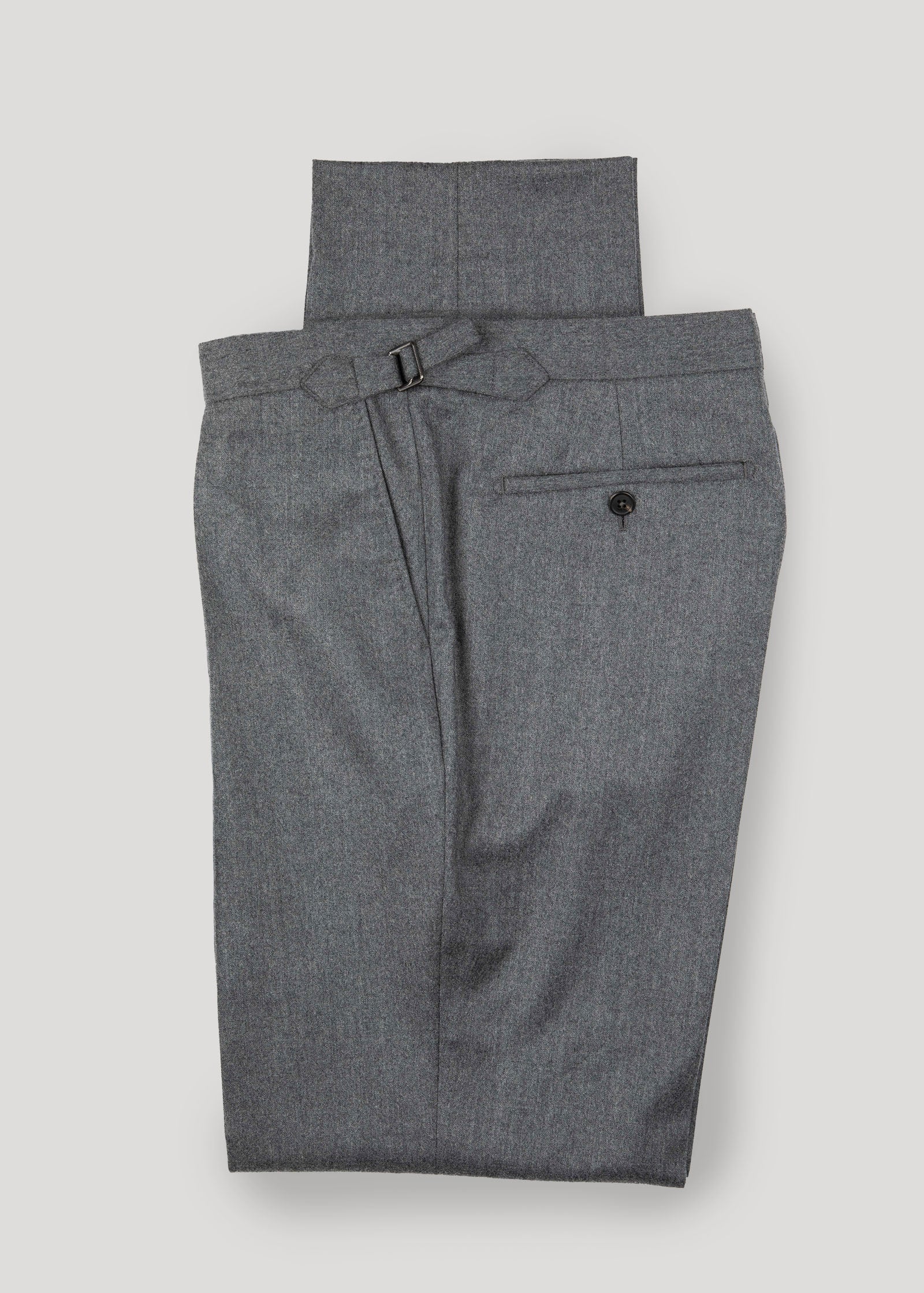 Flannel Trouser, Pleated, Mid Grey - Image 3