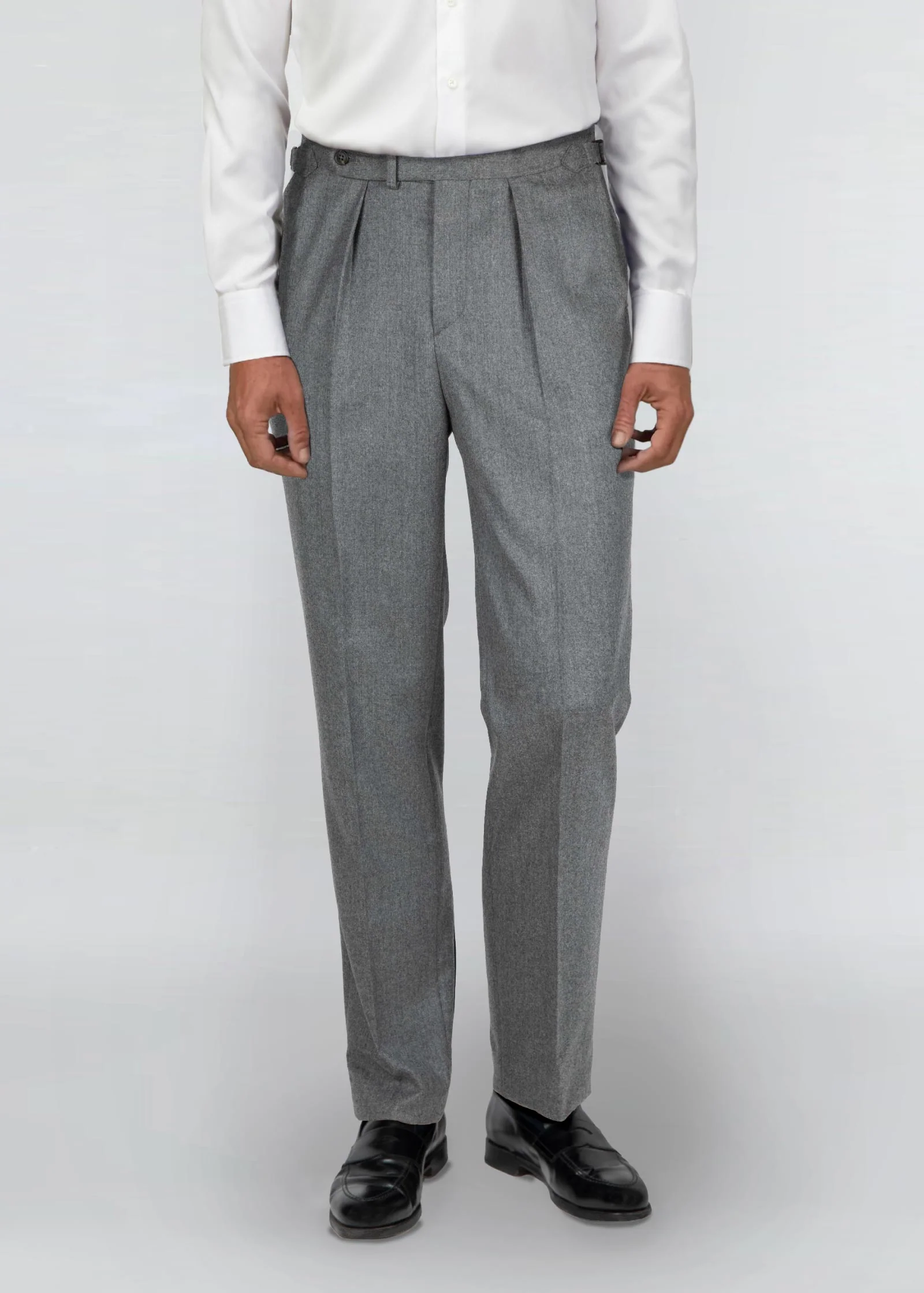 Flannel Trouser, Pleated, Mid Grey - Image 5