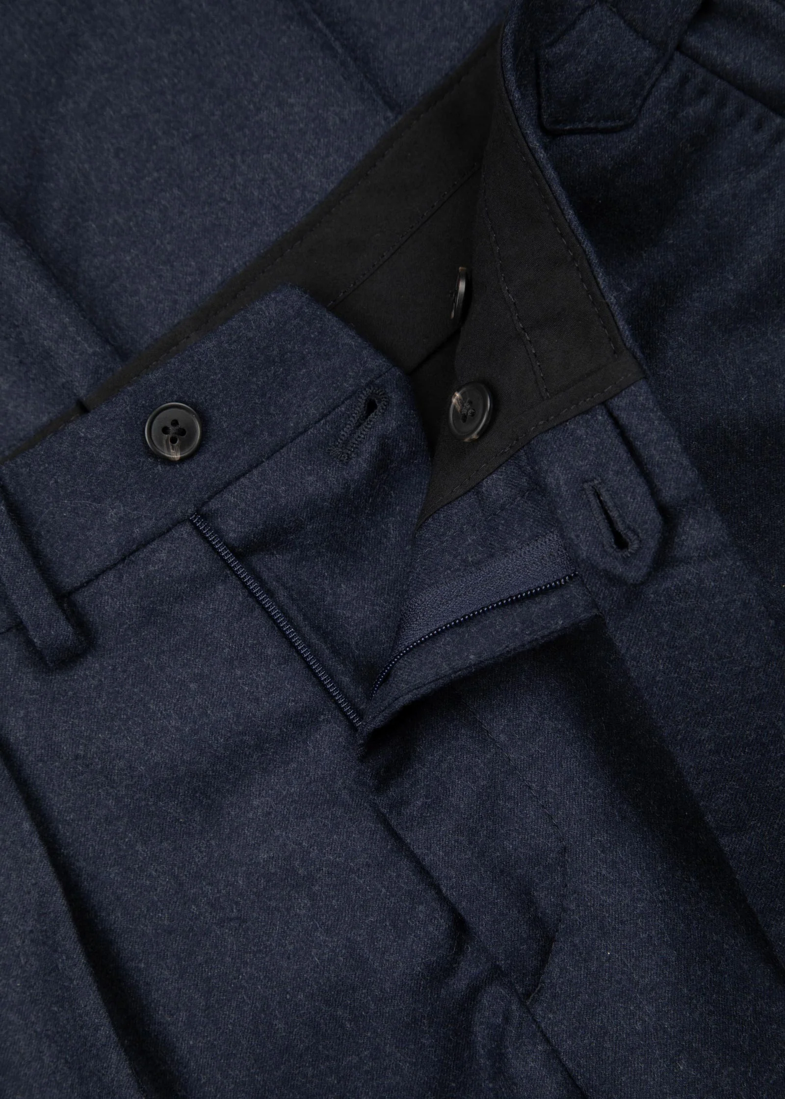 Flannel Trouser, Pleated, Navy - Image 8