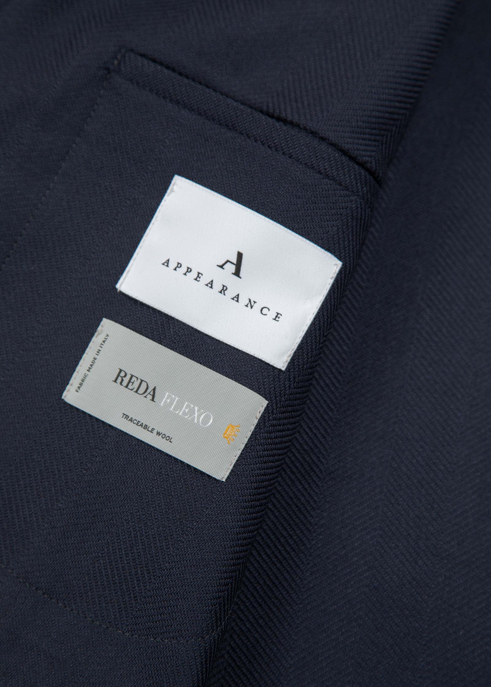 Herringbone Flex Wool Blazer, Unstructured, Dark Navy - Image 10