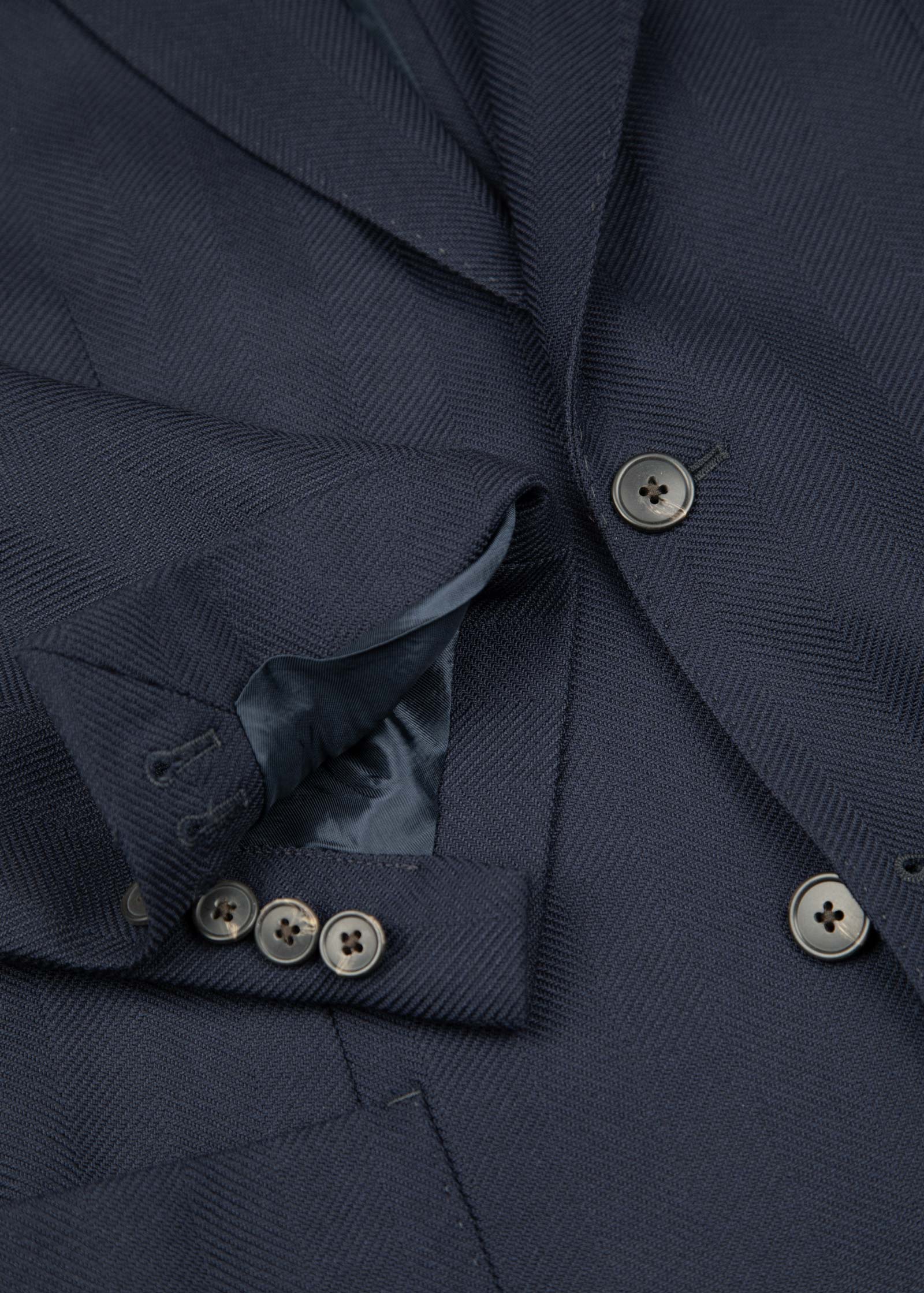 Herringbone Flex Wool Blazer, Unstructured, Dark Navy - Image 6