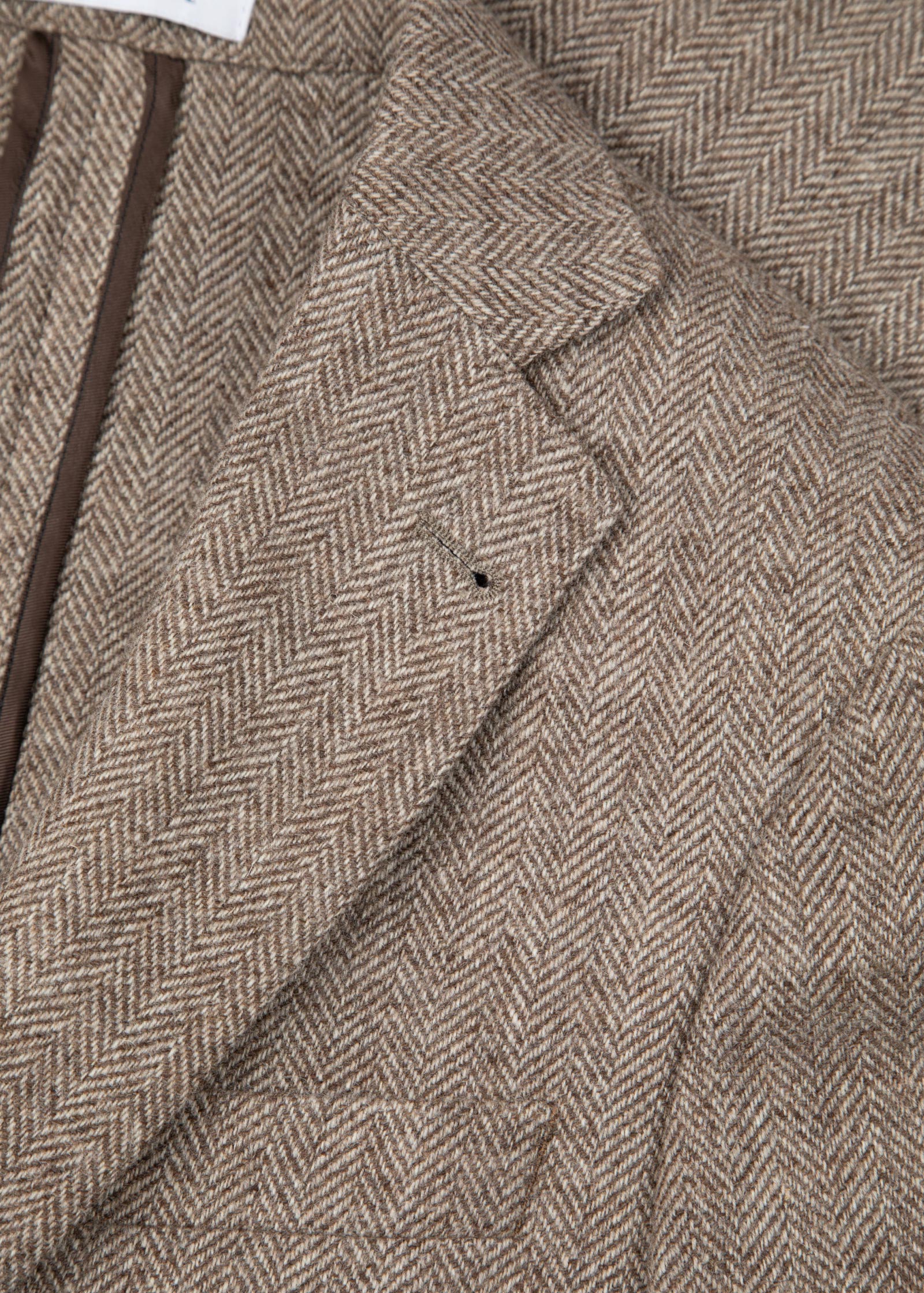 Herringbone Tweed Blazer, Unstructured, Light Brown - Image 6