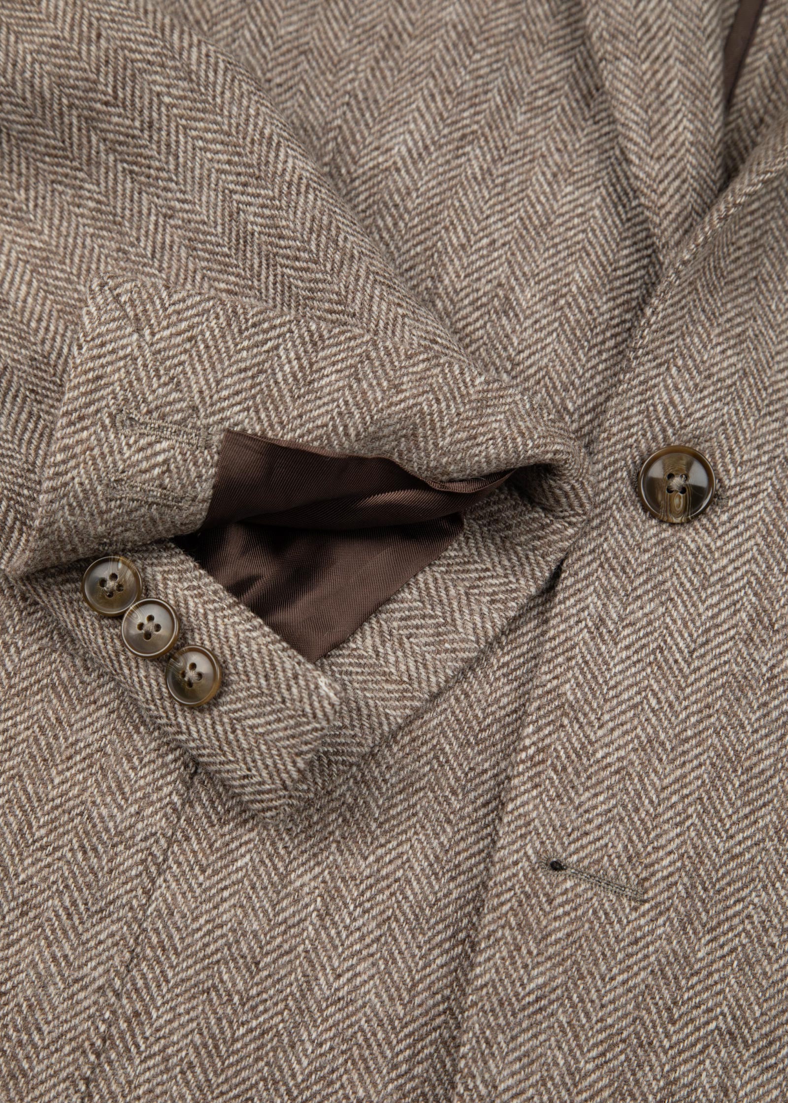 Herringbone Tweed Blazer, Unstructured, Light Brown - Image 7