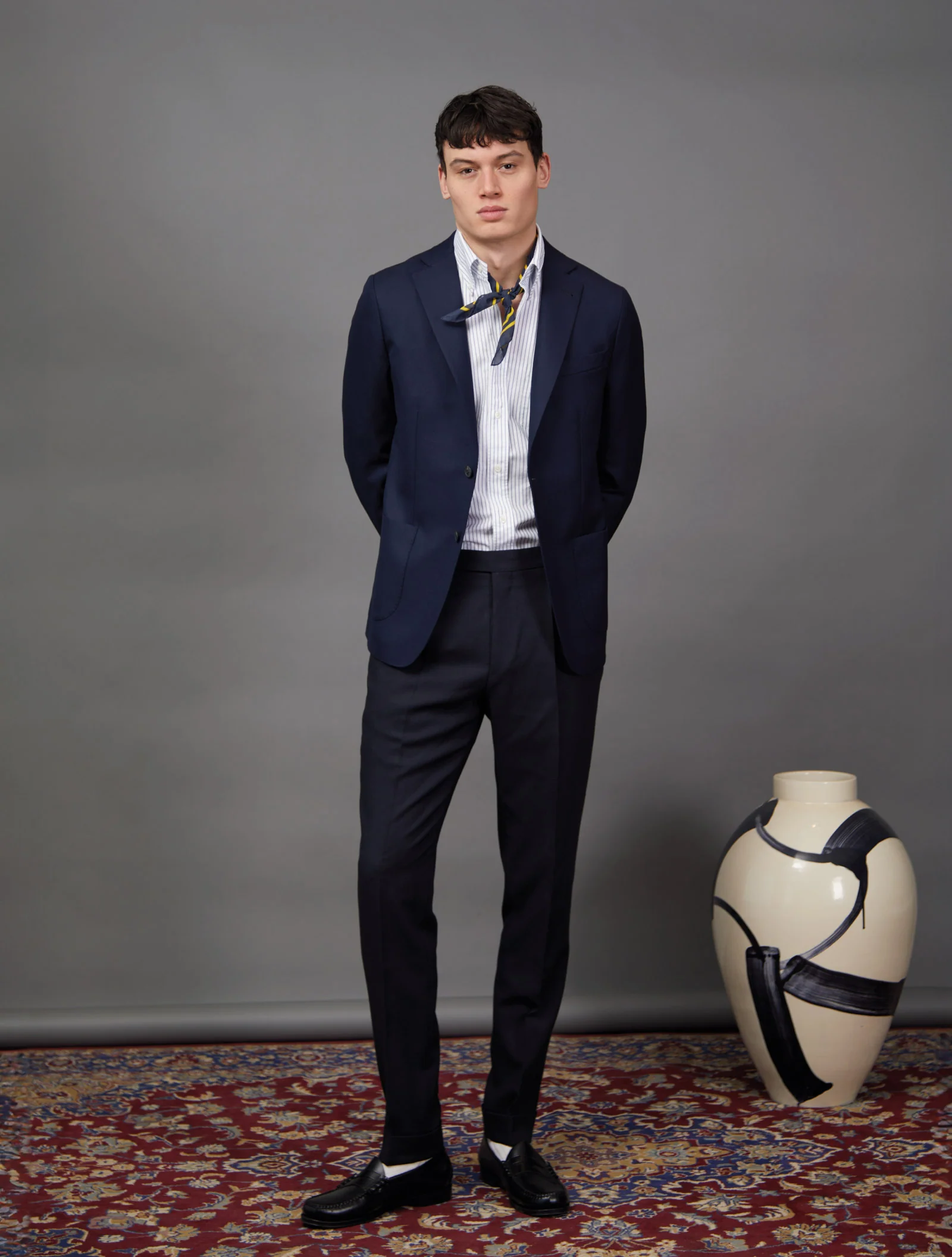 Hopsack Blazer, Unstructured, Navy - Image 10