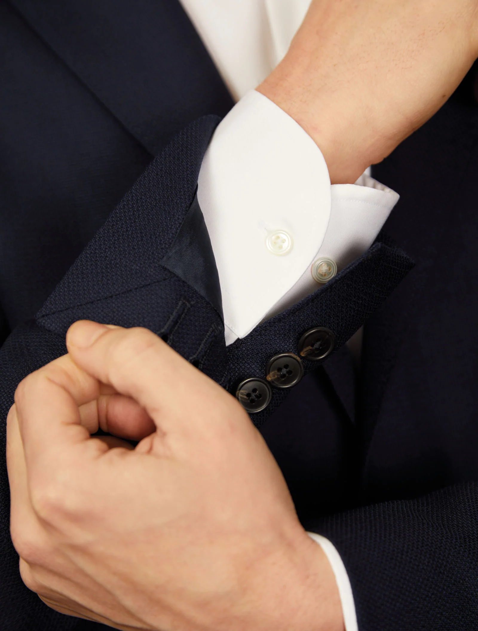 Hopsack Blazer, Unstructured, Navy - Image 3