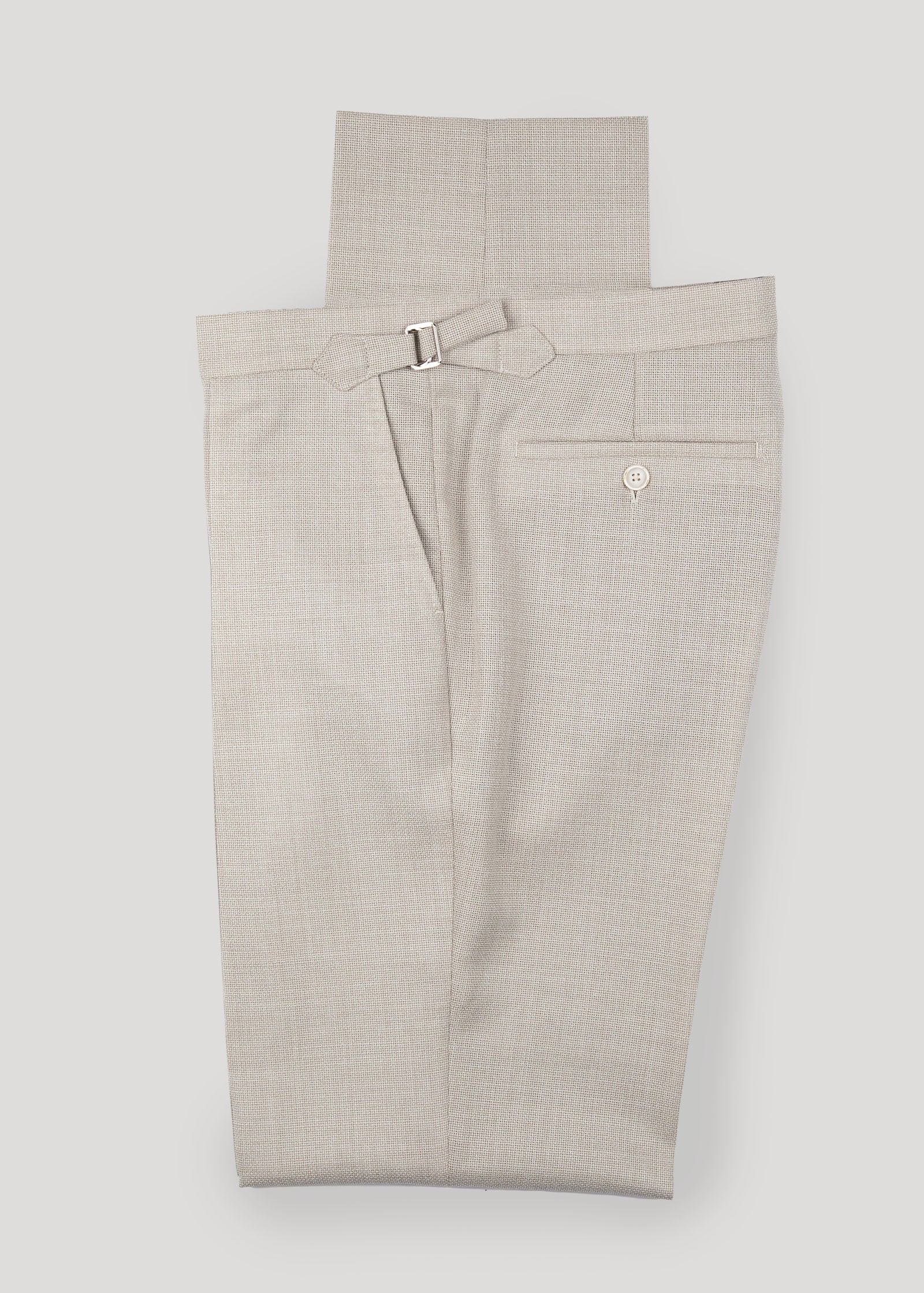 Hopsack Trouser, Pleated, Sand - Image 3