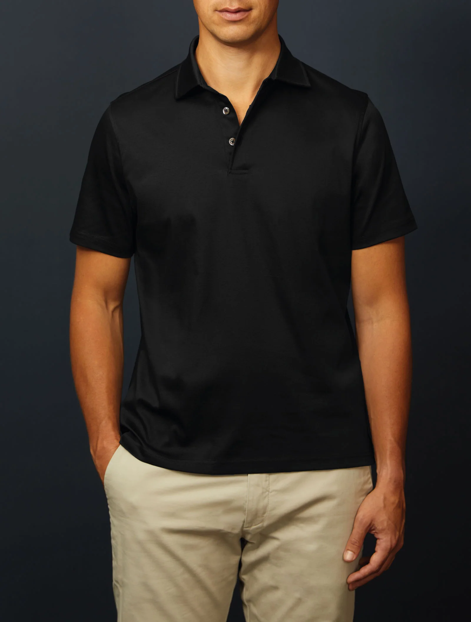 Jersey Polo Shirt, Deep Black - Image 3