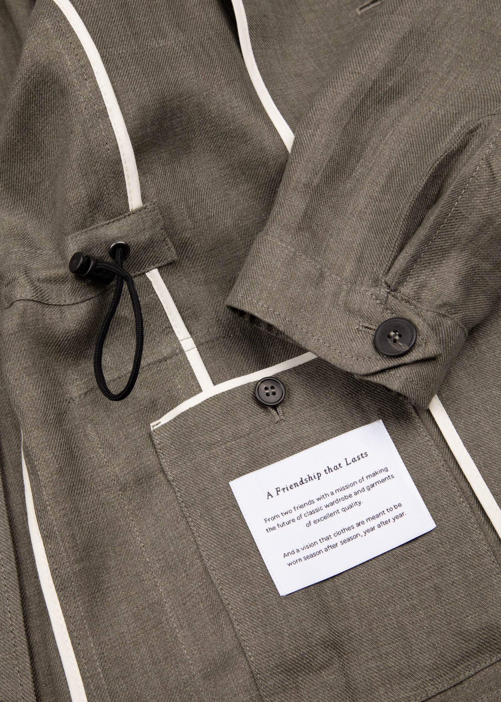 Linen Safari Jacket, Olive Green - Image 5