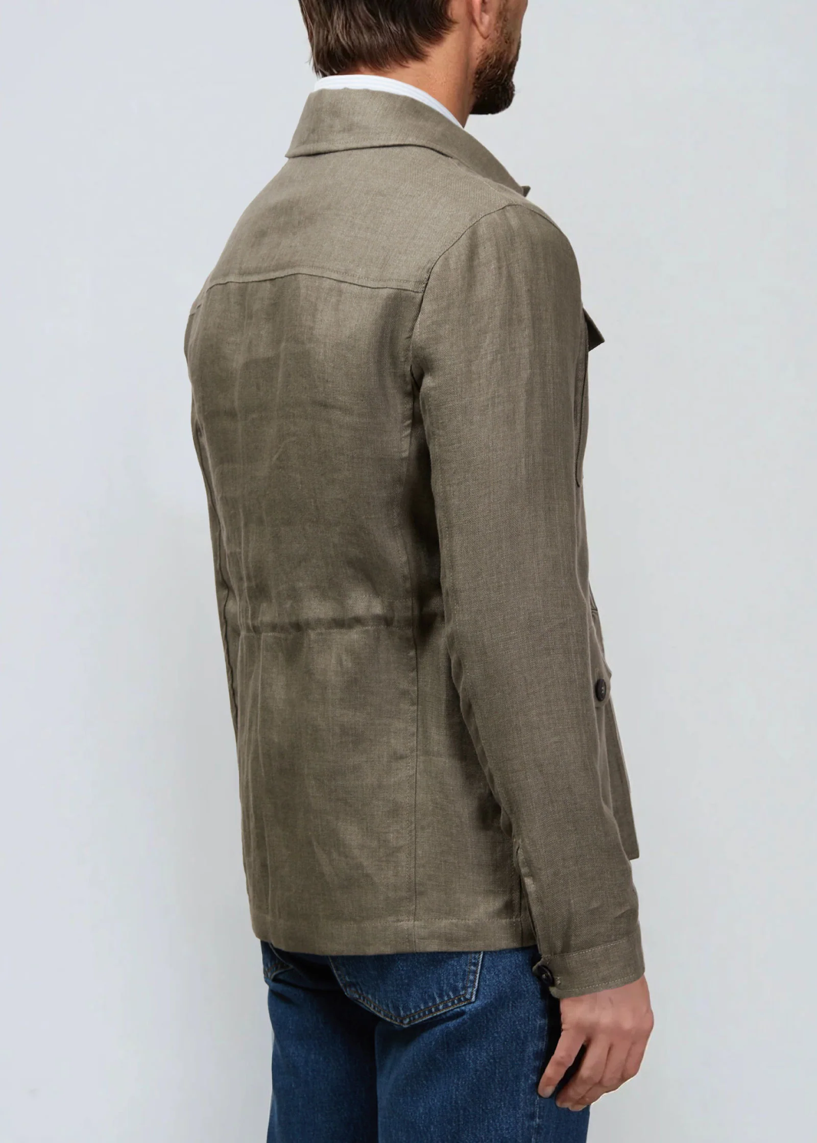 Linen Safari Jacket, Olive Green - Image 6