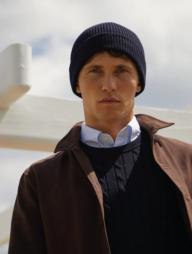 Merino Beanie, Dark Navy - Image 3