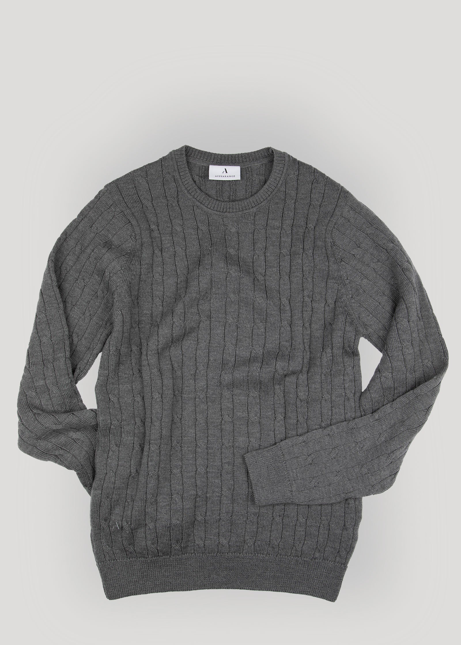 Merino Cable Knit, Mid Grey - Image 7