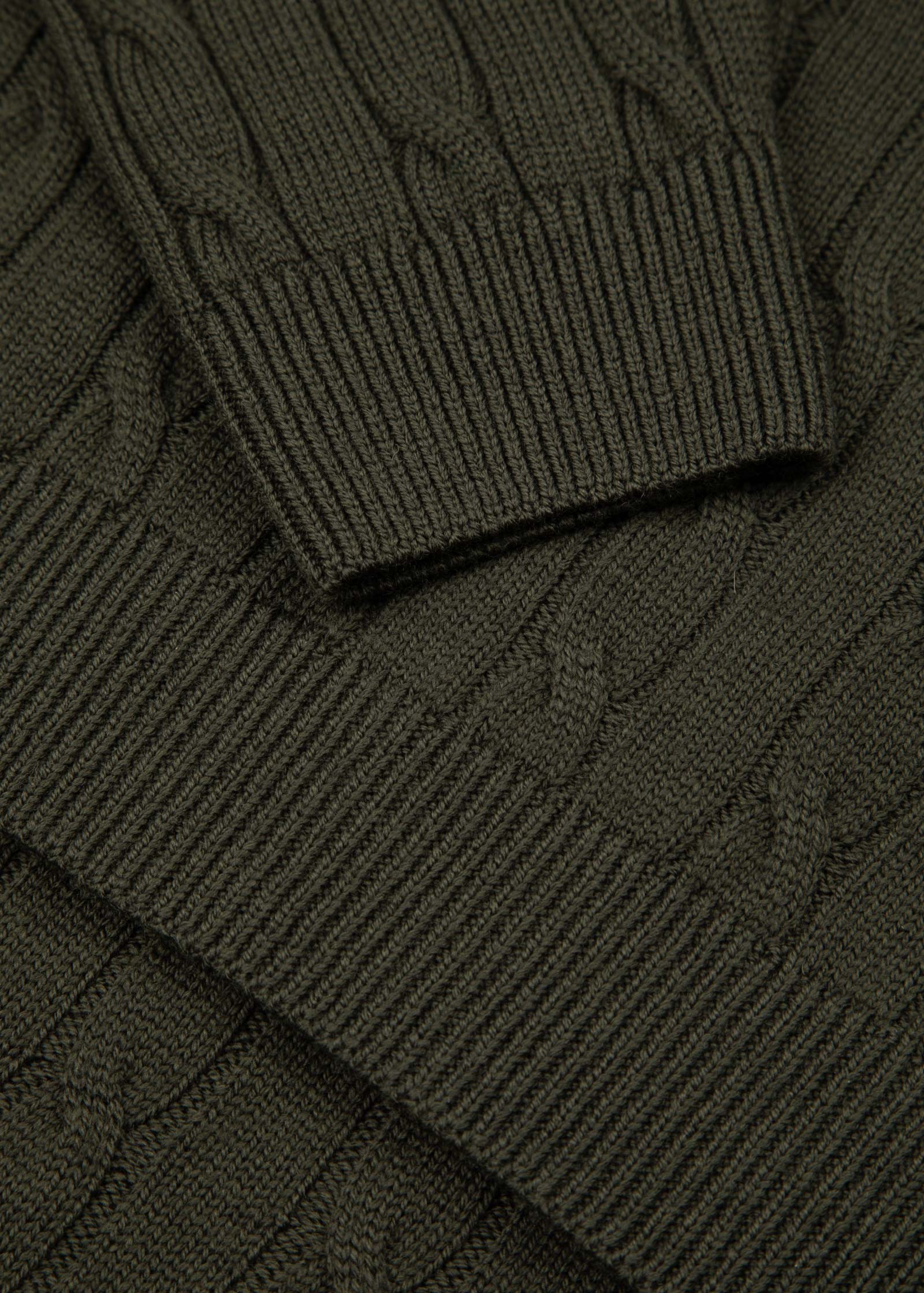 Merino Cable Knit, Olive Green - Image 4