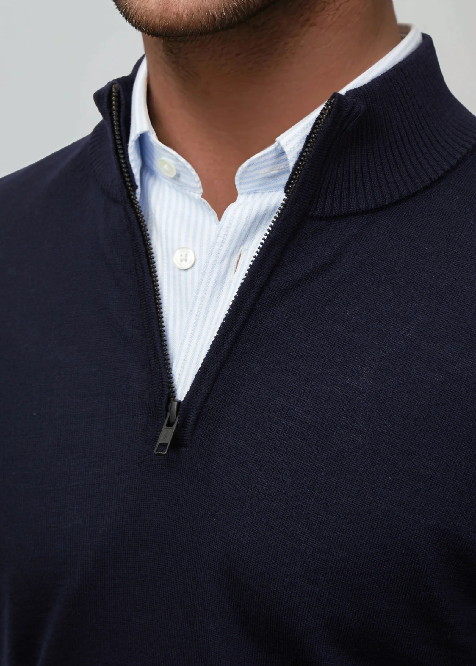 Merino Half Zip, Dark Navy - Image 3