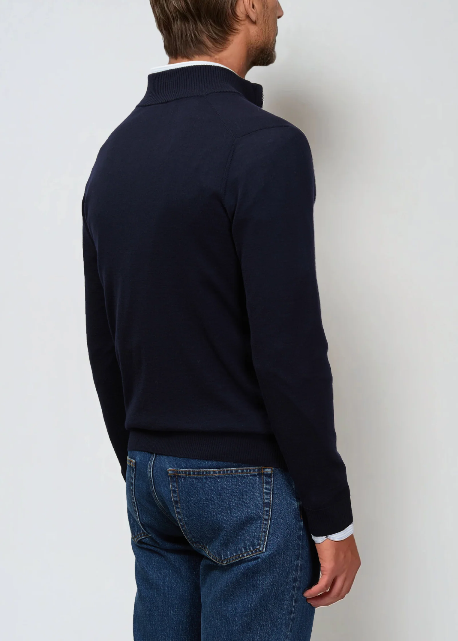 Merino Half Zip, Dark Navy - Image 4