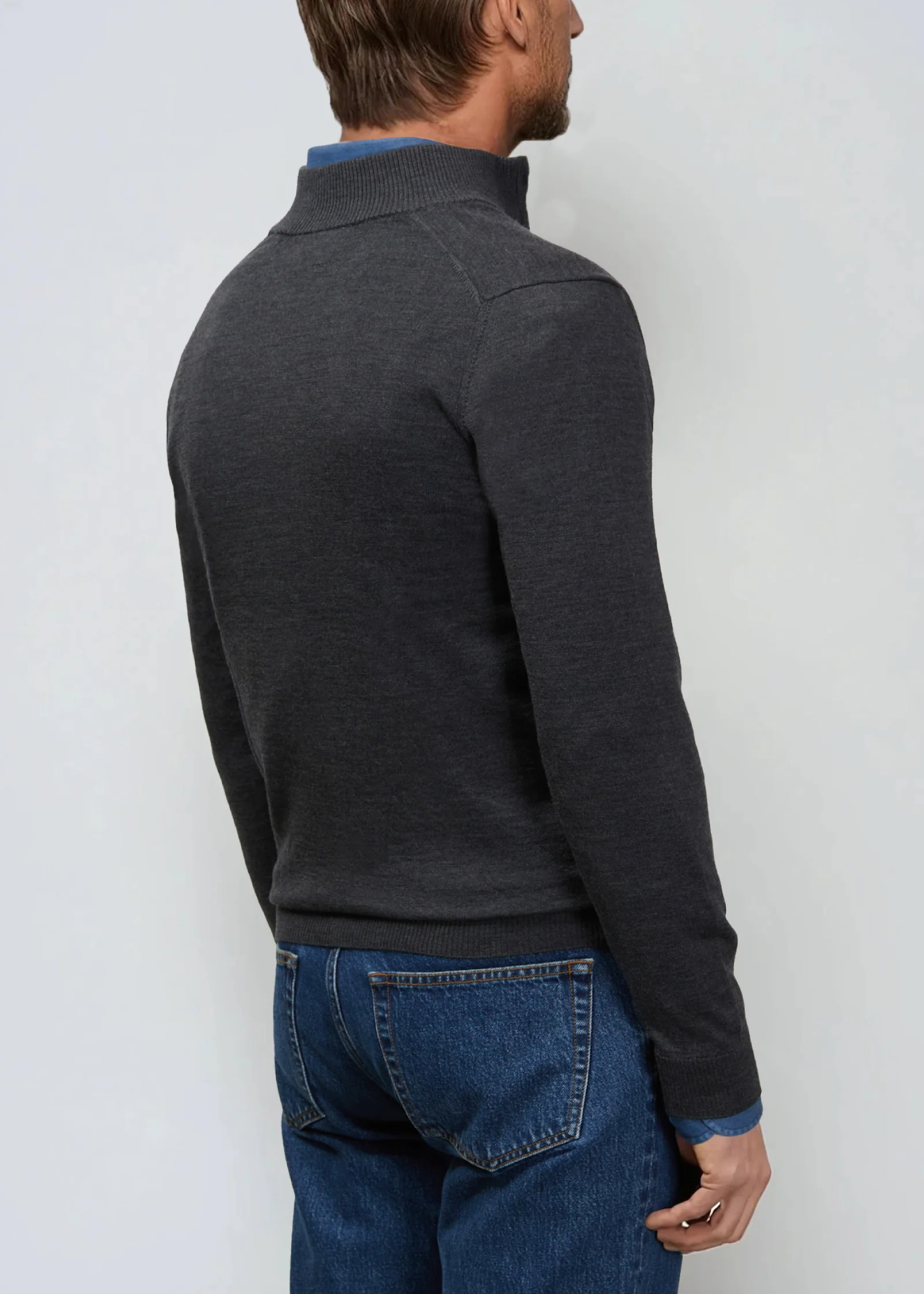 Merino Half Zip, Graphite - Image 4
