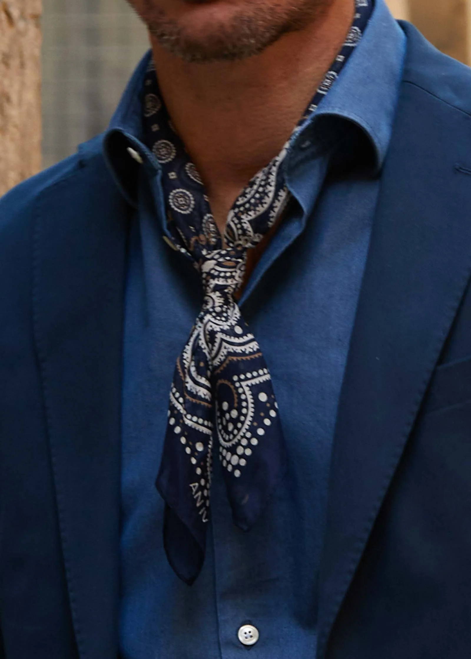 Navy Flower Medallion Bandana - Image 3