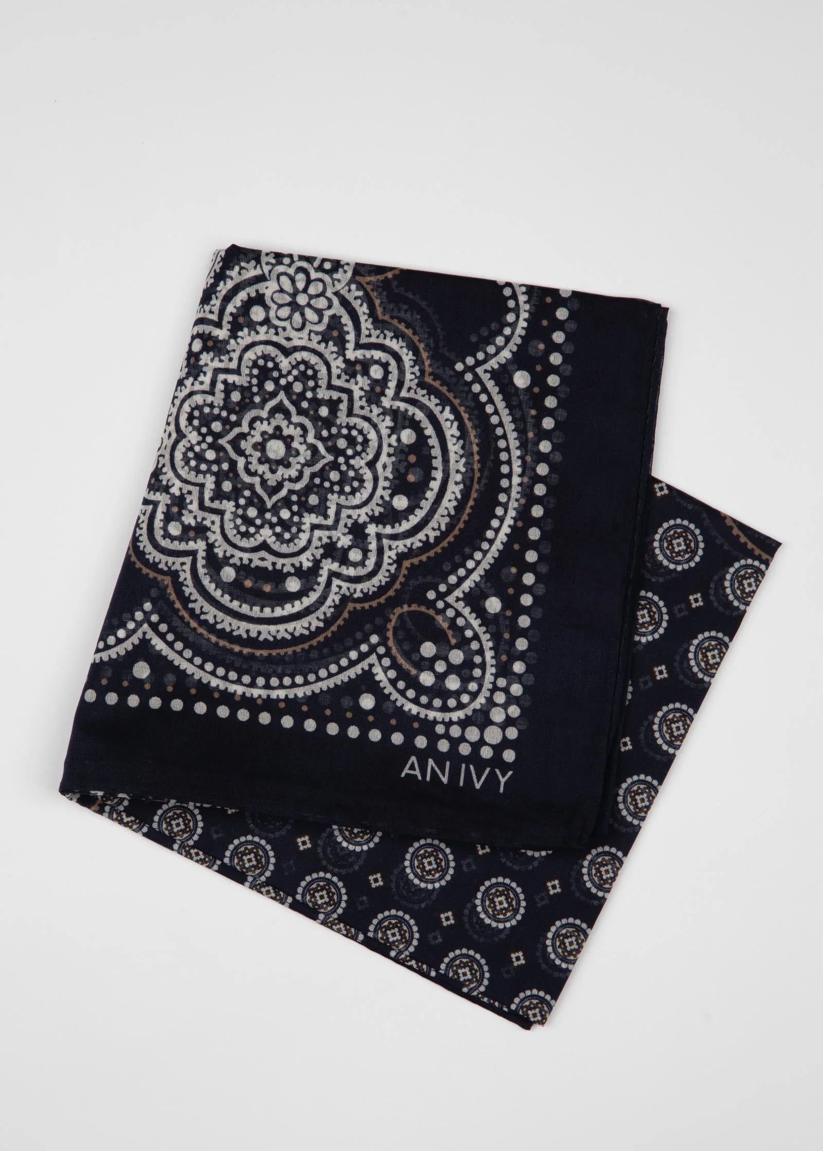 Navy Flower Medallion Bandana - Image 4