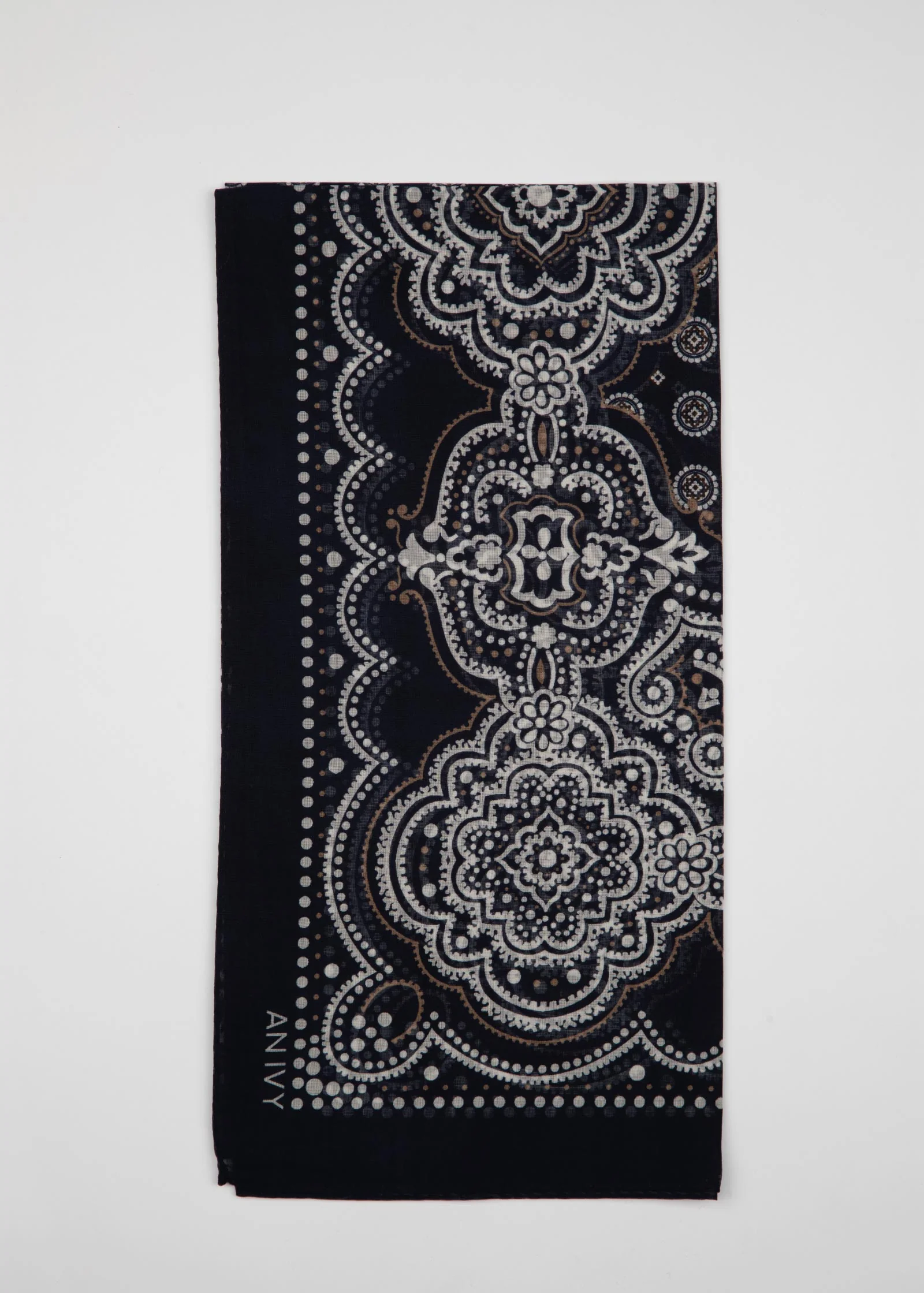 Navy Flower Medallion Bandana - Image 5