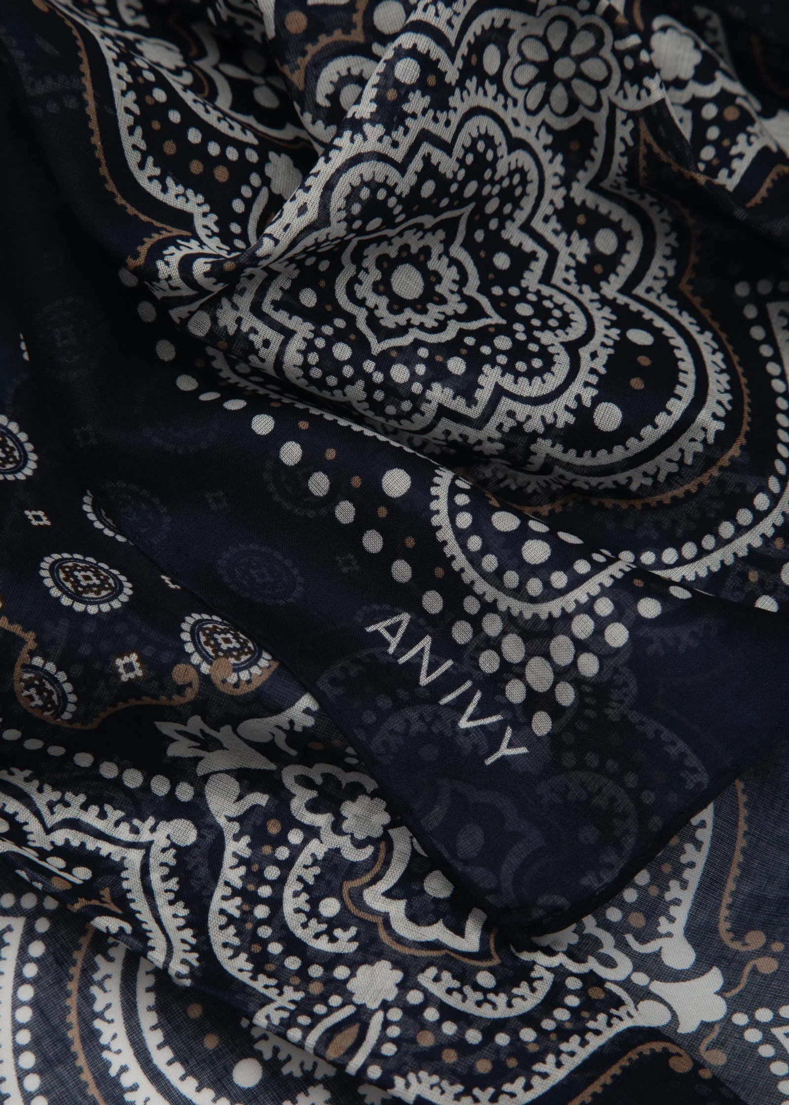 Navy Flower Medallion Bandana - Image 6
