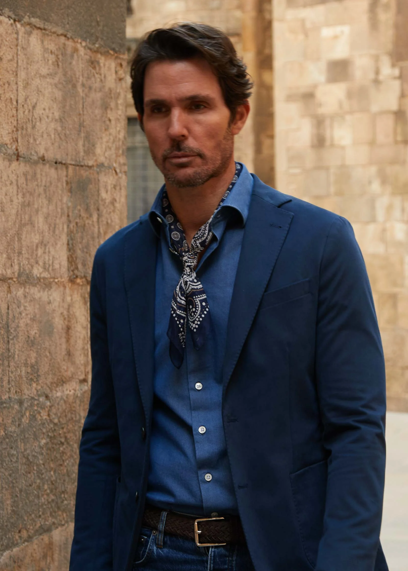 Navy Flower Medallion Bandana - Image 7