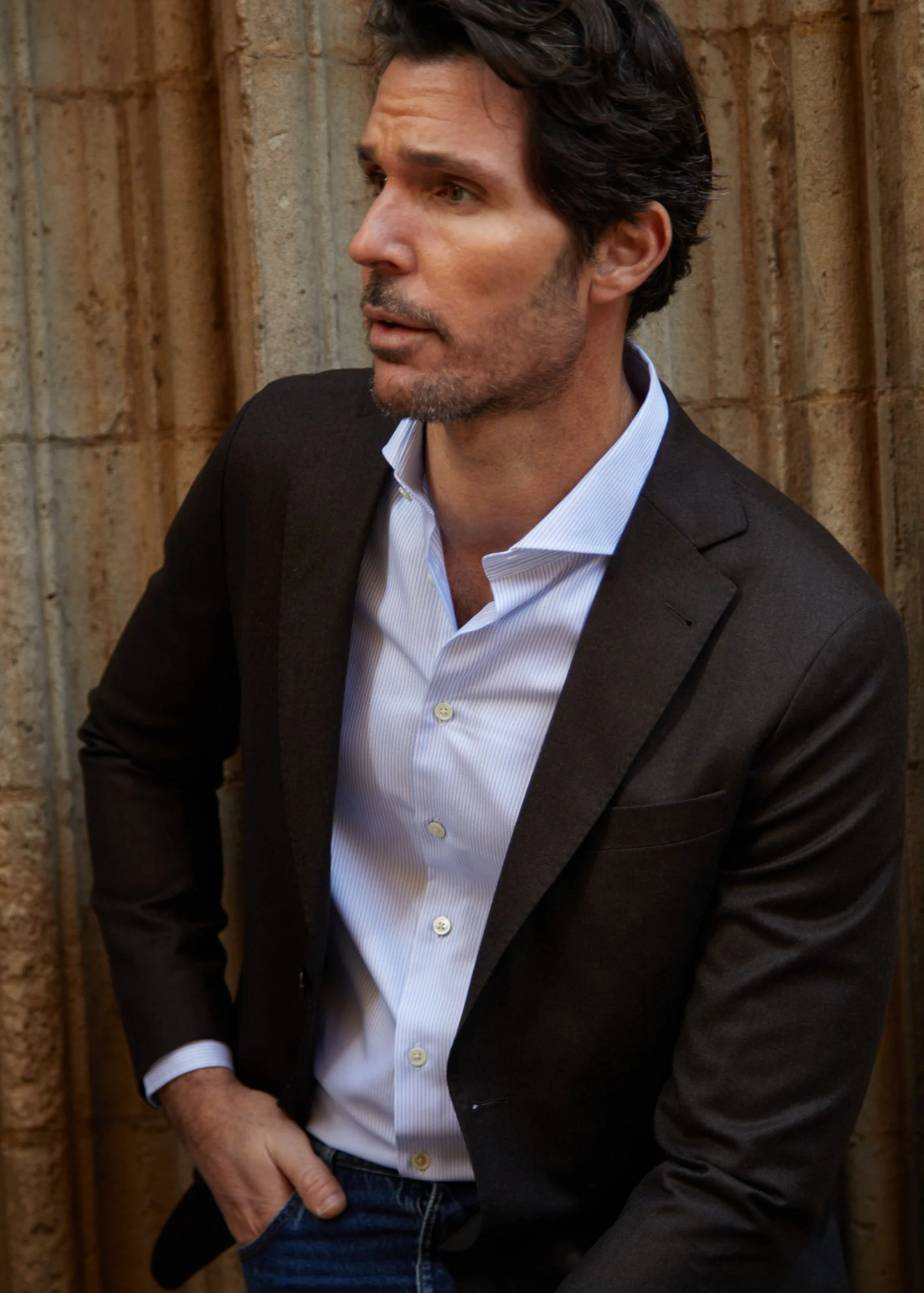 Royal Oxford Shirt, Thin Blue White Striped - Image 4