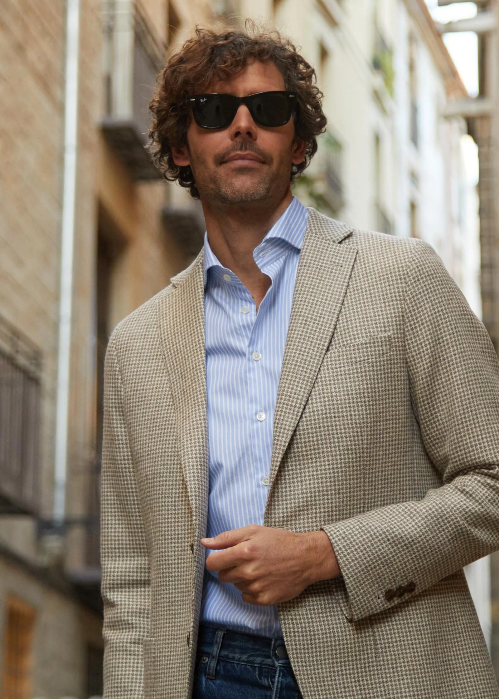 Royal Oxford Shirt, Wide Blue White Striped - Image 4