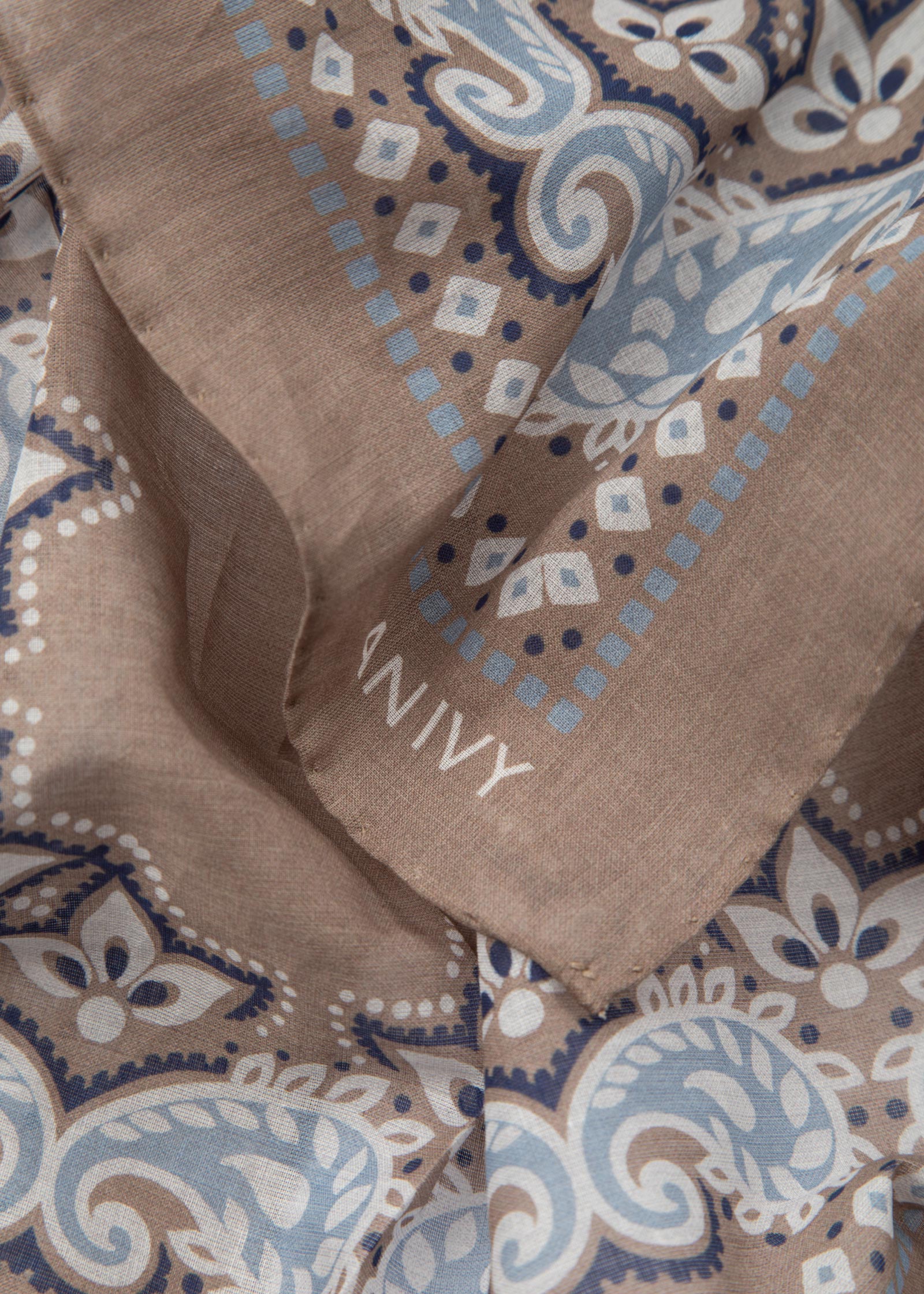 Taupe Flower Paisley Ornaments Bandana - Image 3